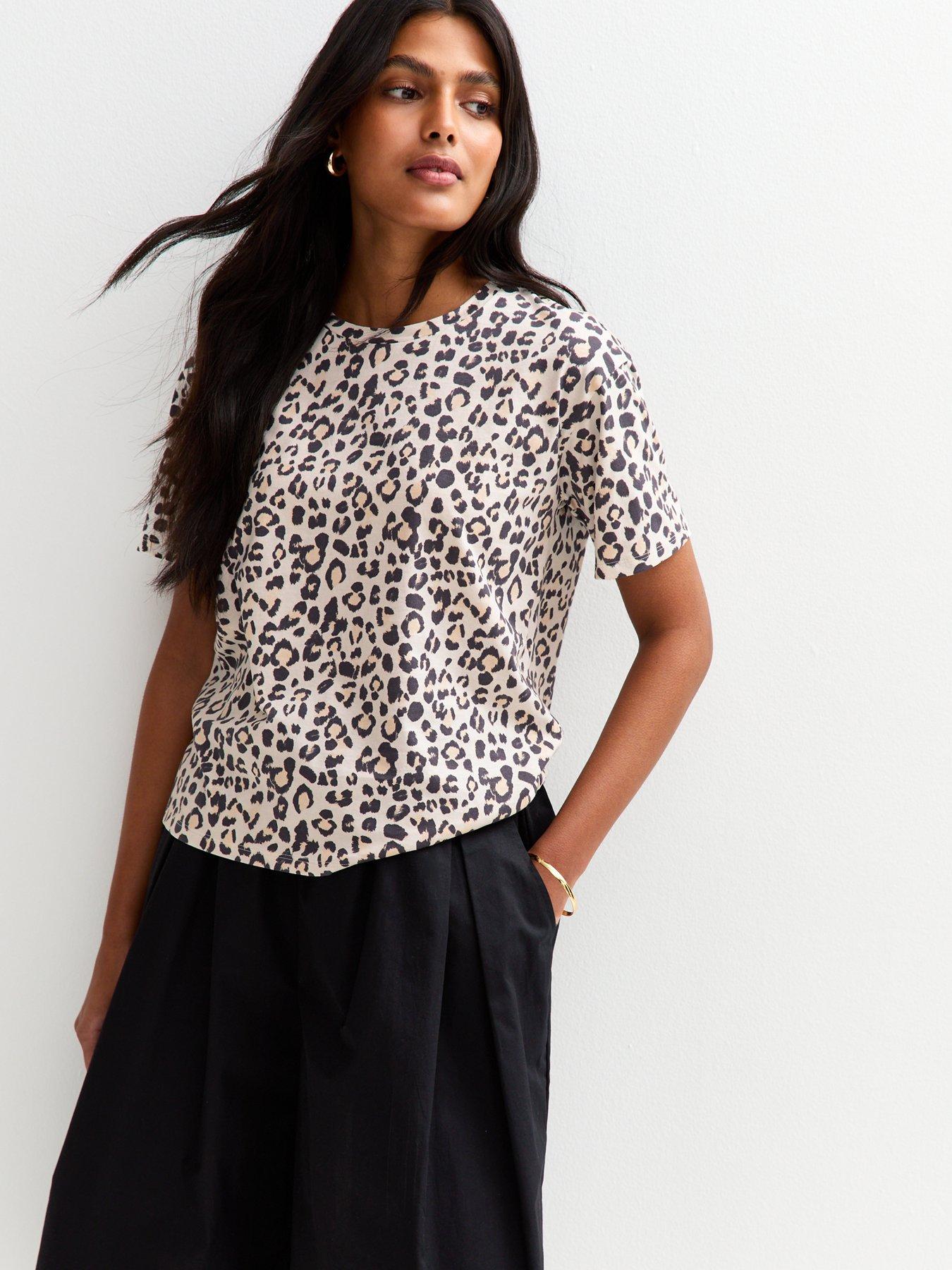 undefined Leopard Print Jersey T-Shirt - Brown