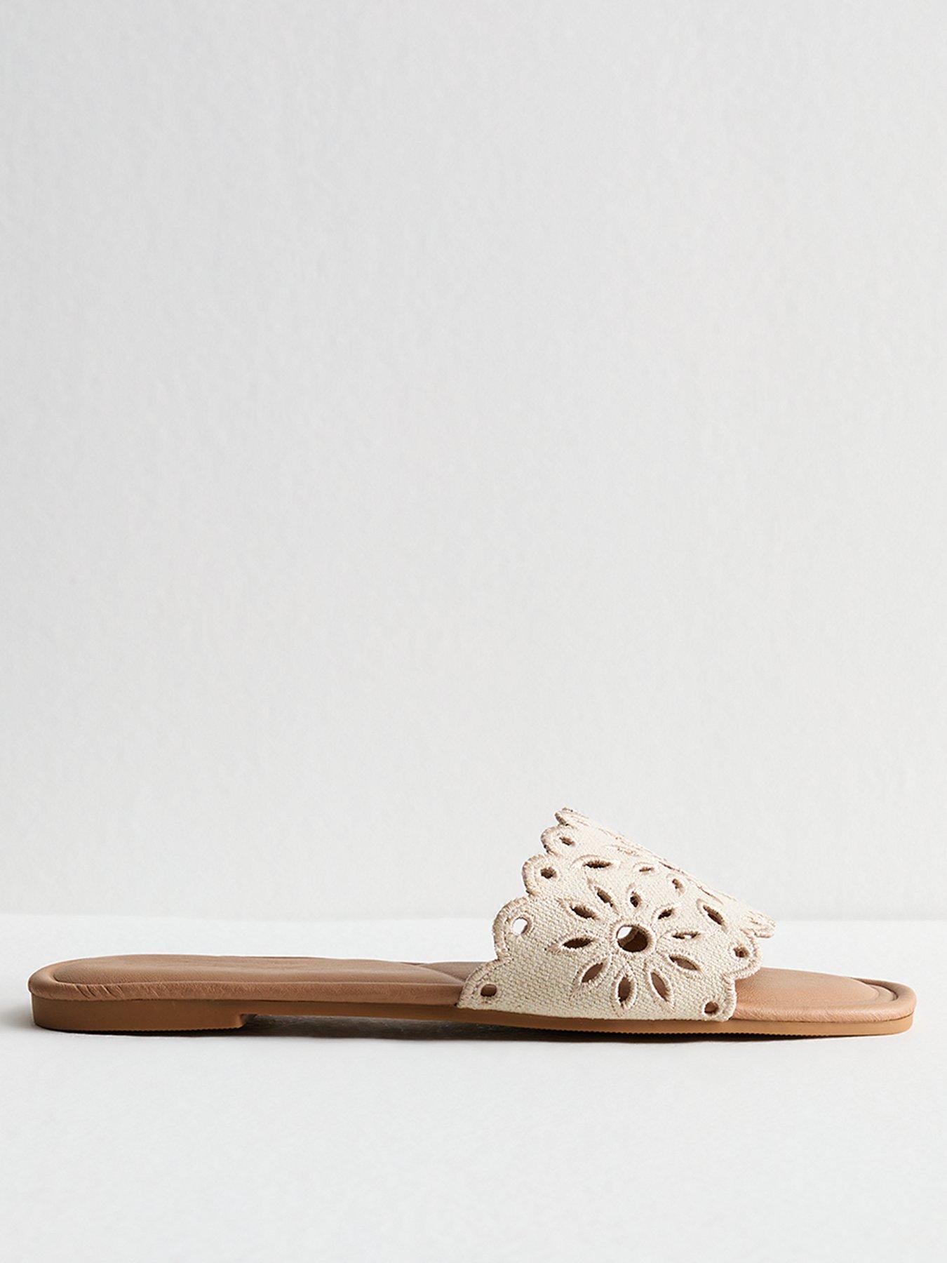 Image 1 of 5 of New Look Floral - Lazercut Linen Mule Sandals