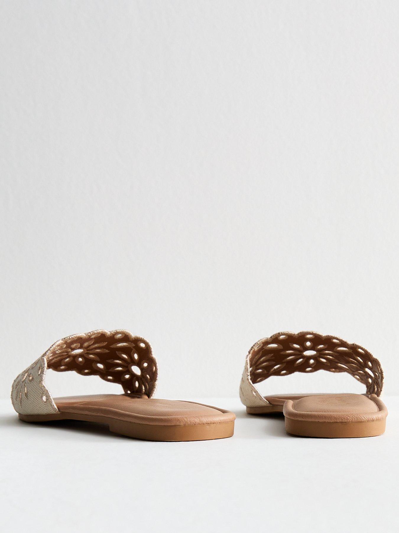 Image 3 of 5 of New Look Floral - Lazercut Linen Mule Sandals