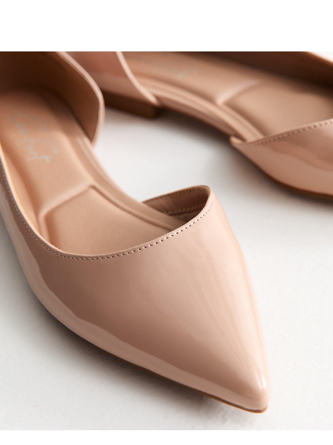 Image 5 of 5 of New Look Patent Faux Leather Dorsay Pointed Toe Ballet Flats - Oatmeal