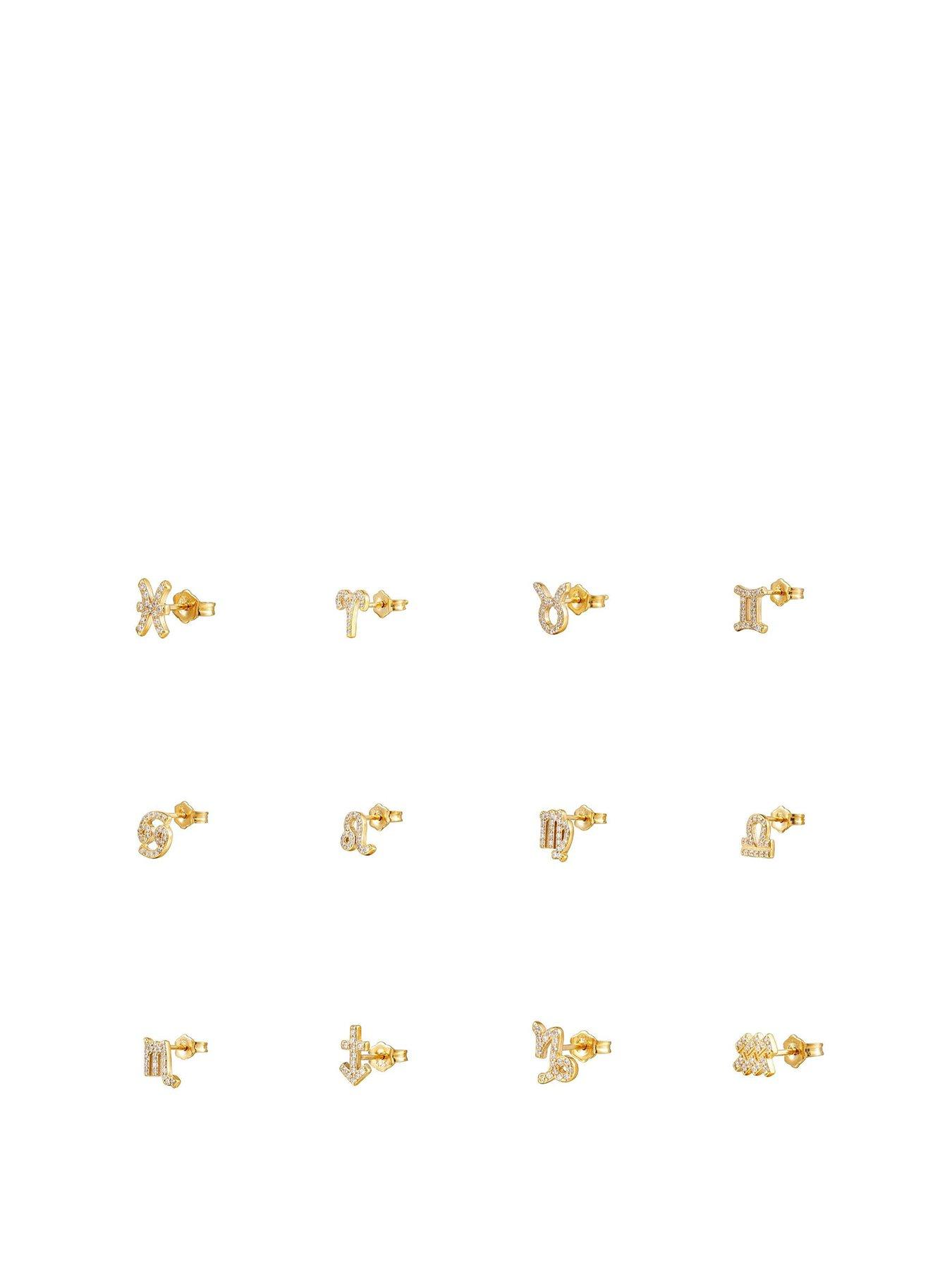 undefined 18ct Gold Plated Zodiac CZ Studs