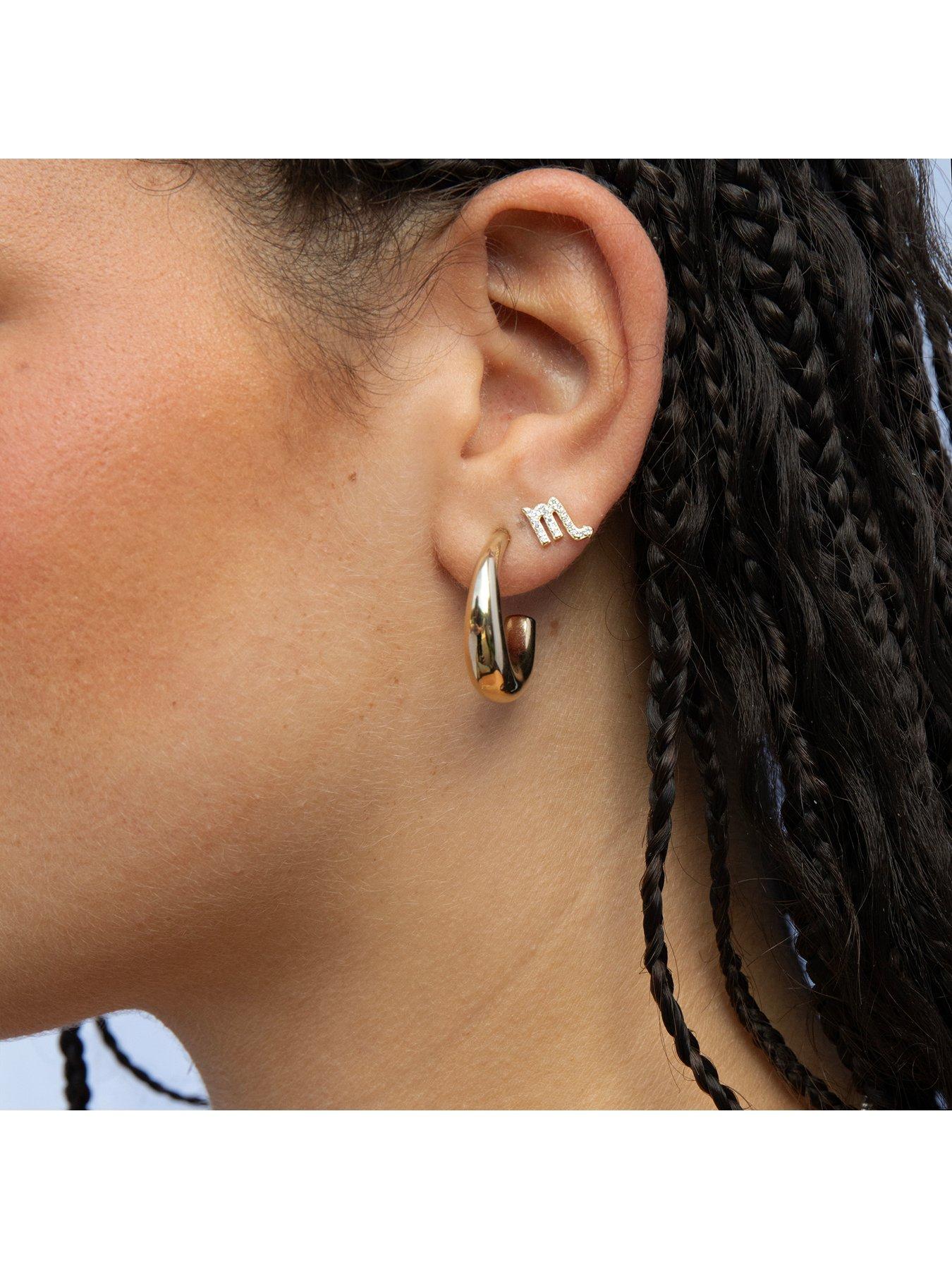 Image 2 of 4 of Seol + Gold 18ct Gold Plated Zodiac CZ Studs
