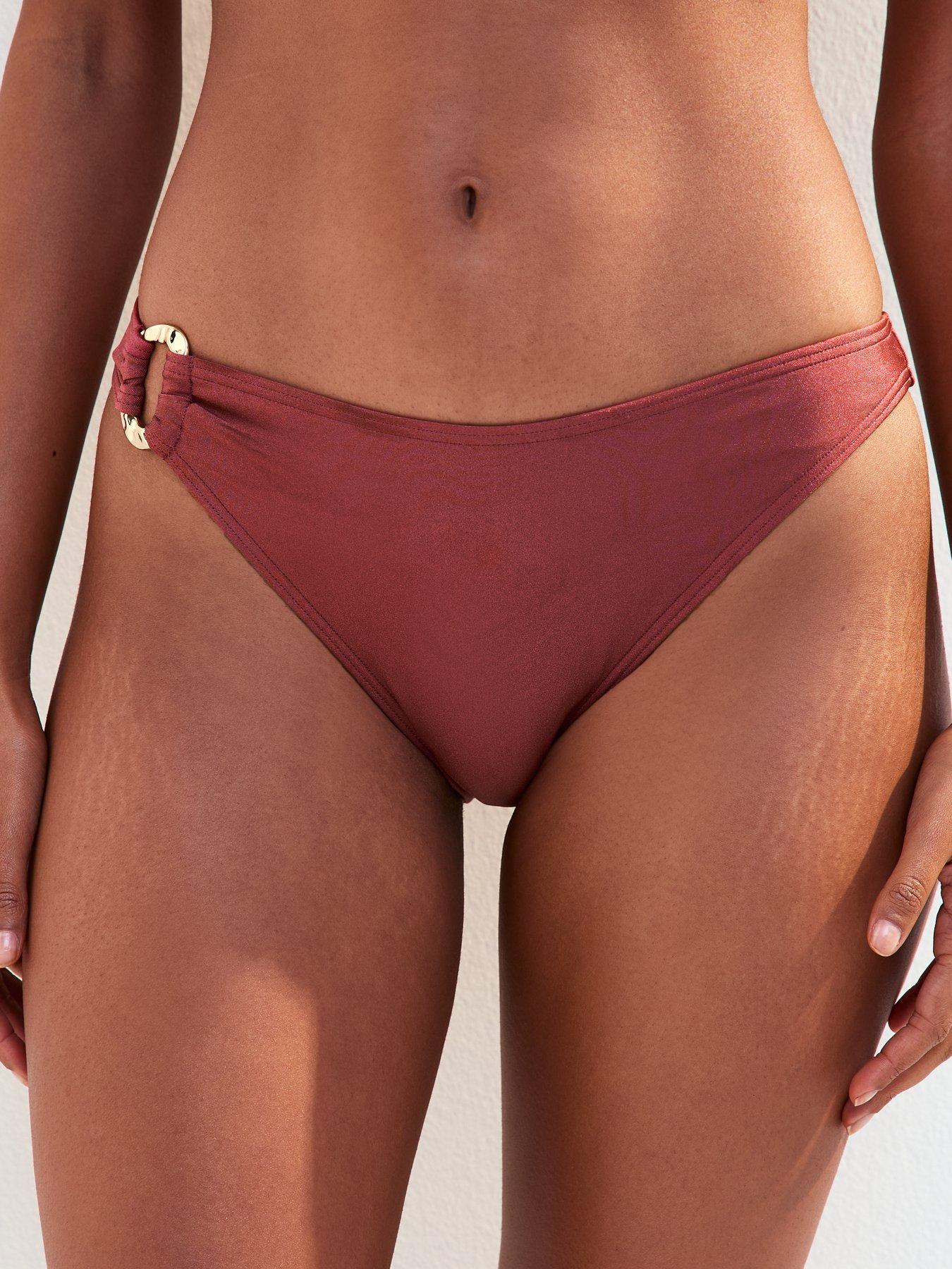 undefined Dark Pink Ring Detail Bikini Bottoms