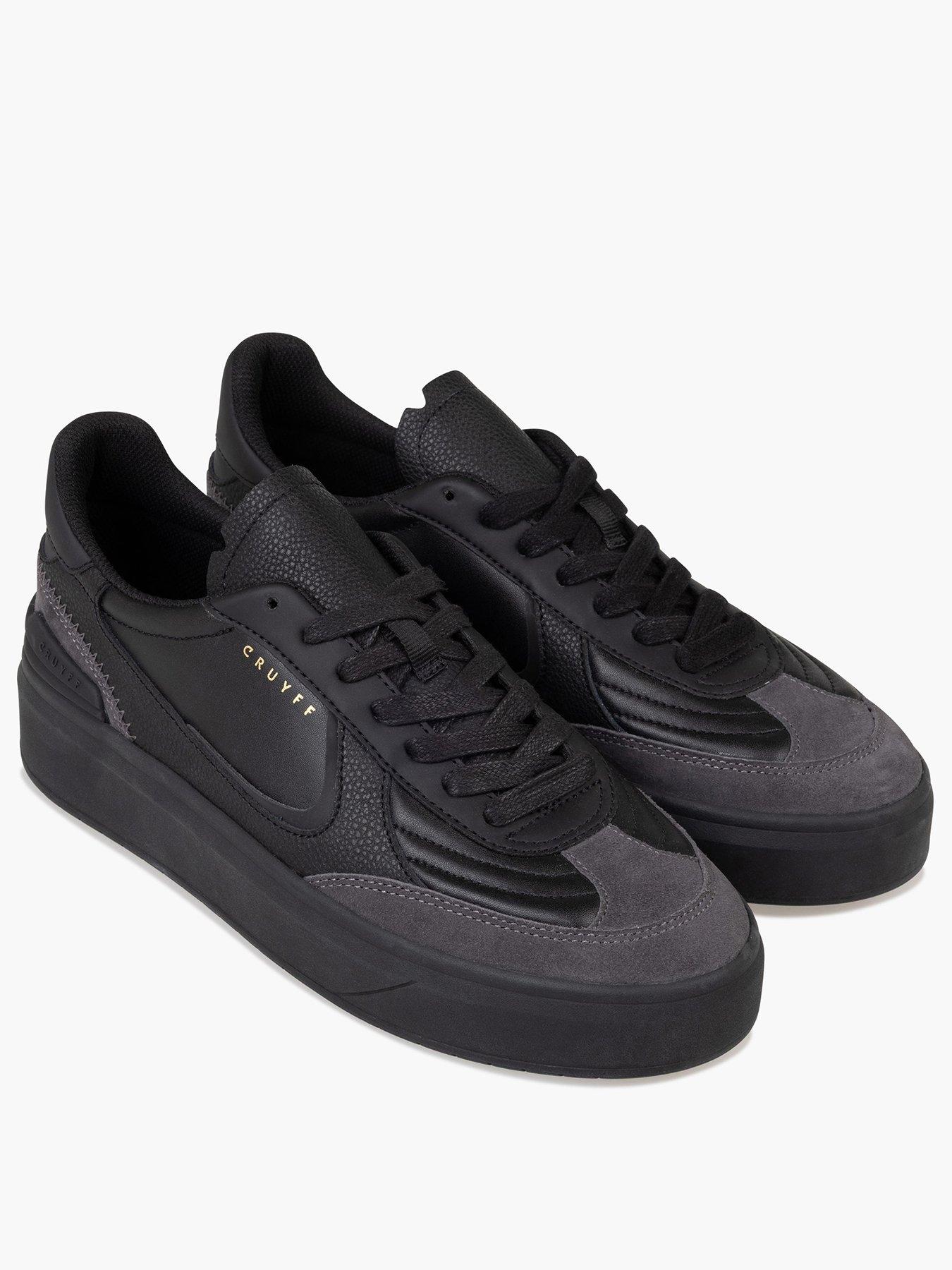 Image 2 of 7 of CRUYFF Aztec Soft Leather And Suede Trainers- Black