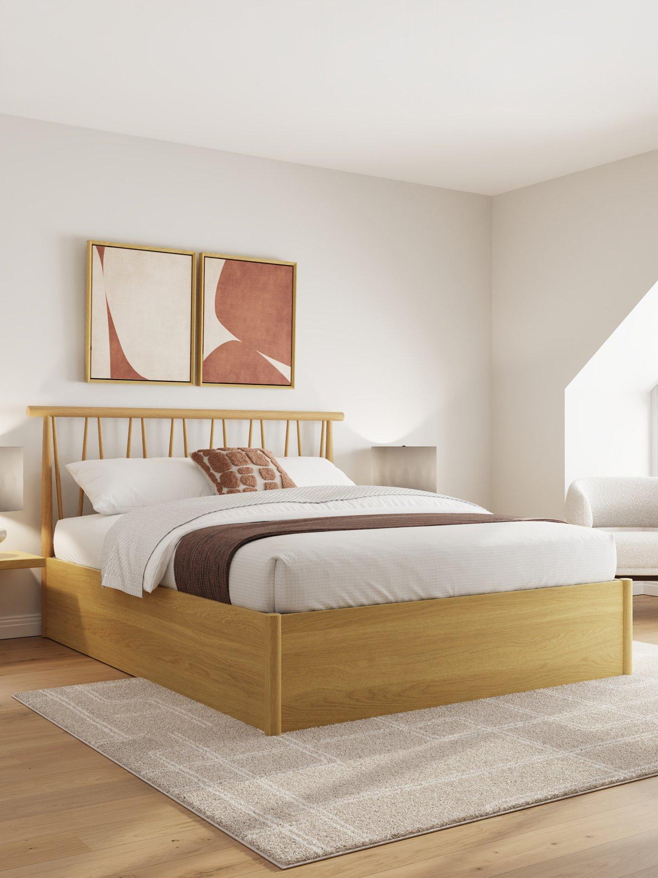 GFW Spindle End Lift Storage Ottoman Double Bed