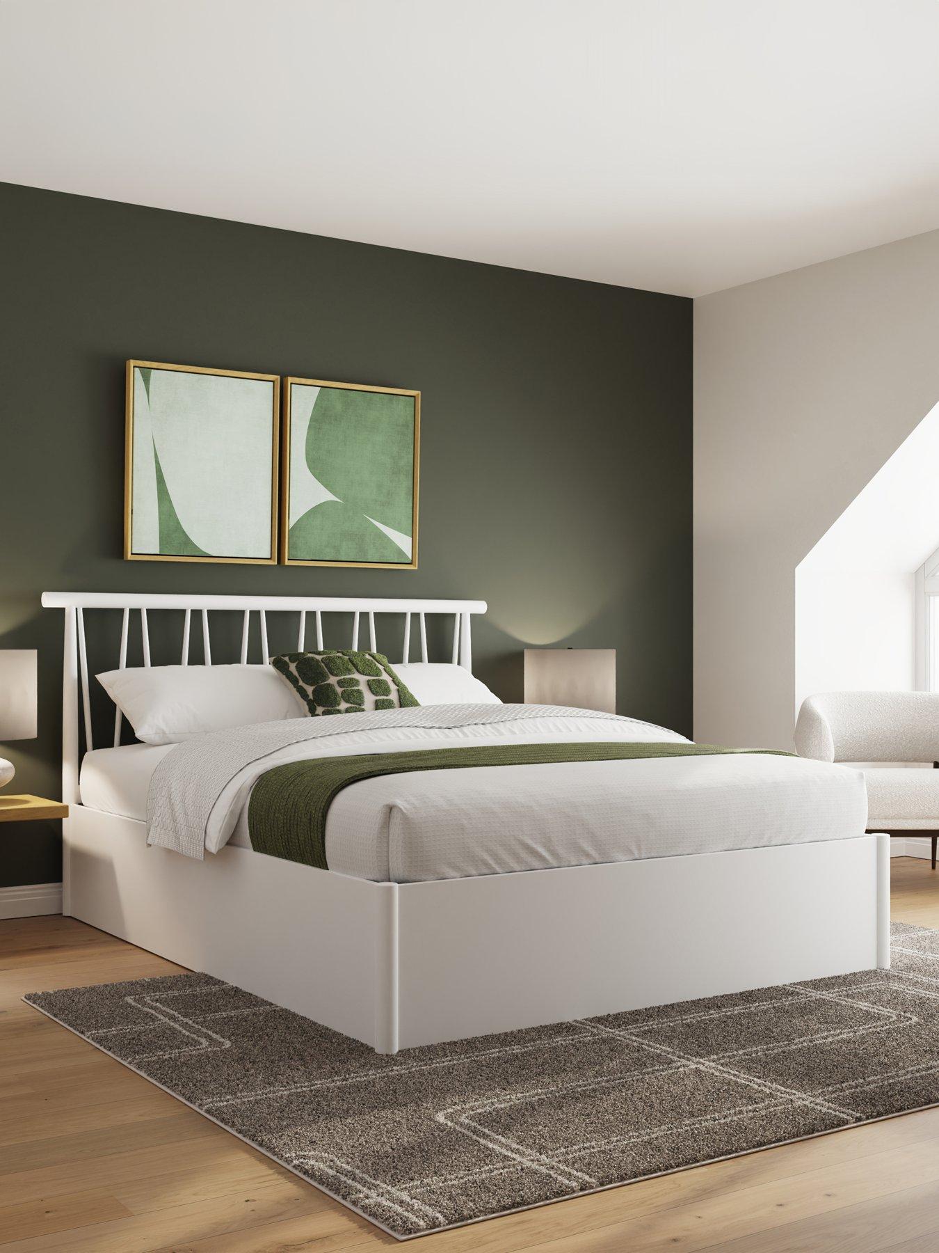 GFW Spindle End Lift Storage Ottoman Double Bed