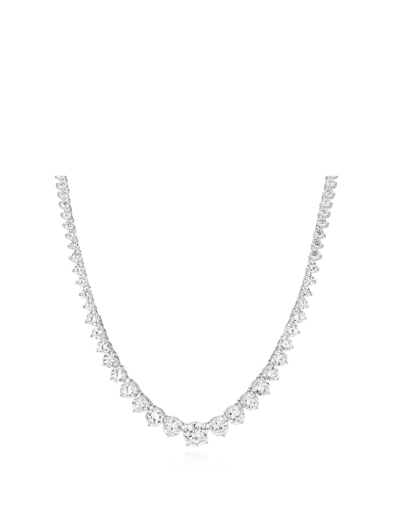 undefined Silver Cubic Zirconia Necklace - 45cm