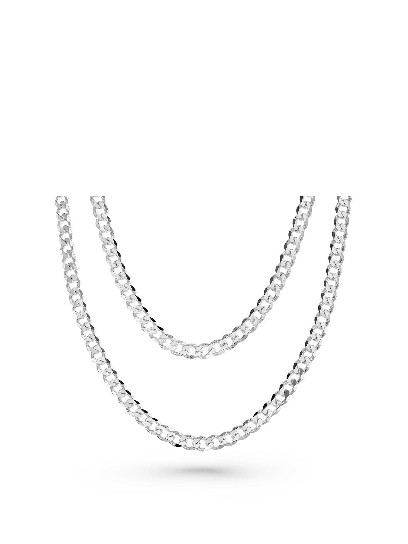 Beaverbrooks Silver Father and Son Curb Chain Set