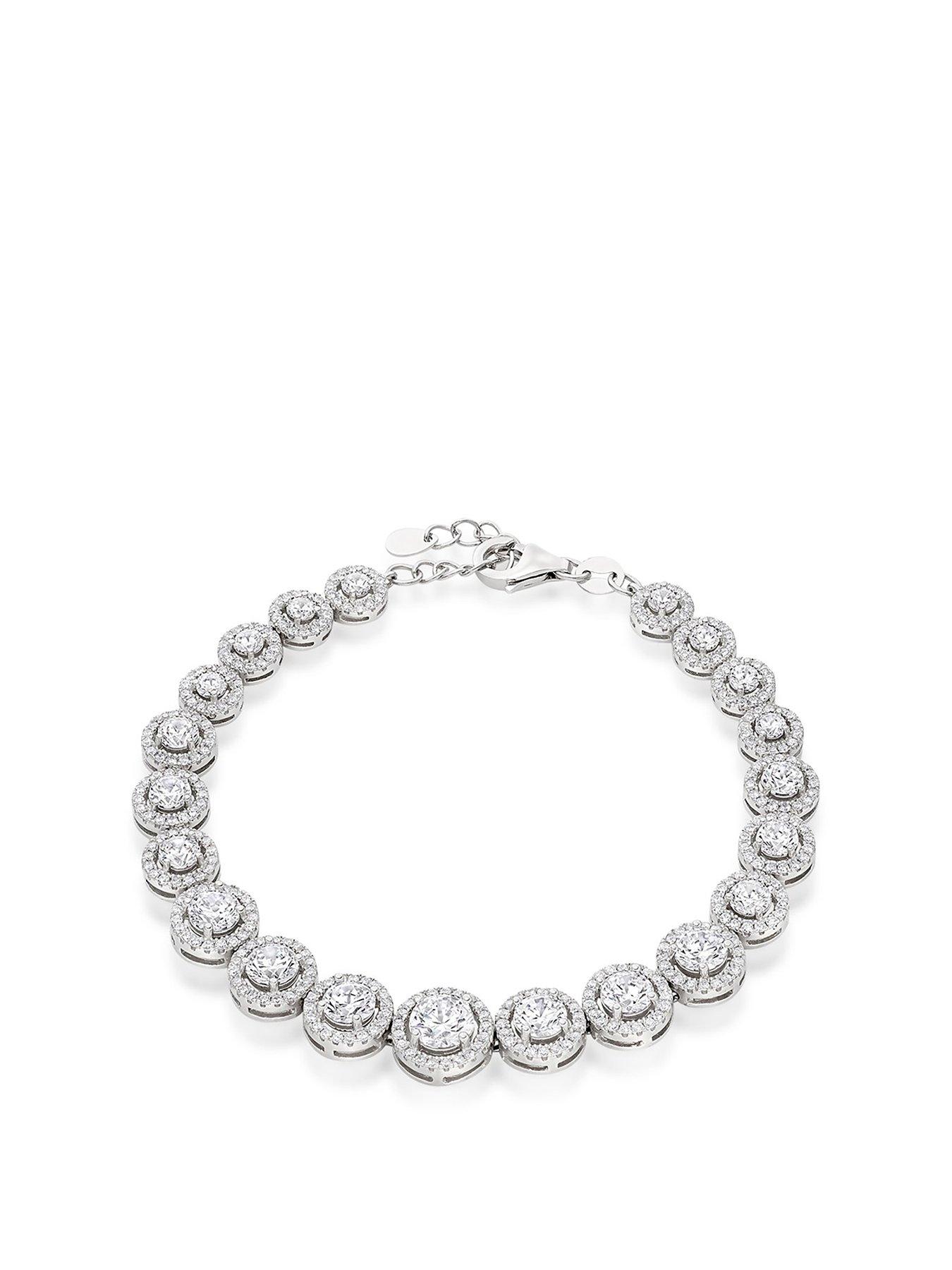 Beaverbrooks Silver Cubic Zirconia Graduated Halo Bracelet