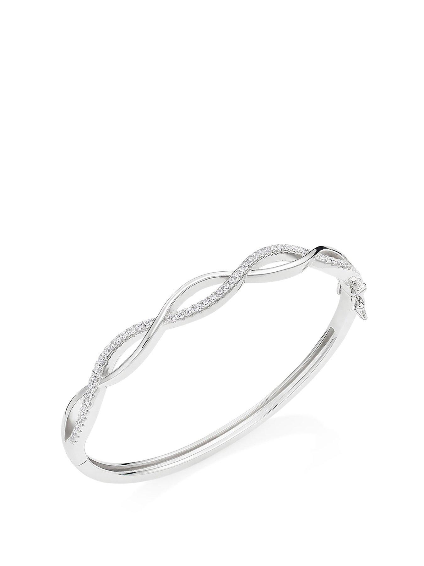 Beaverbrooks Silver Cubic Zirconia Twist Bangle