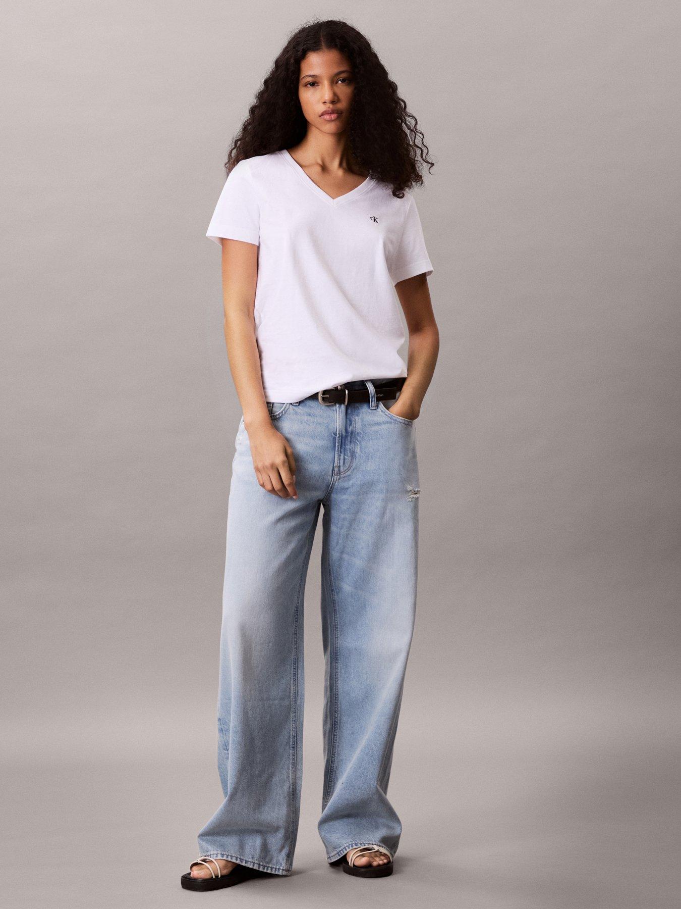 Calvin Klein Jeans Archive Jersey V Neck T-Shirt - Brilliant 