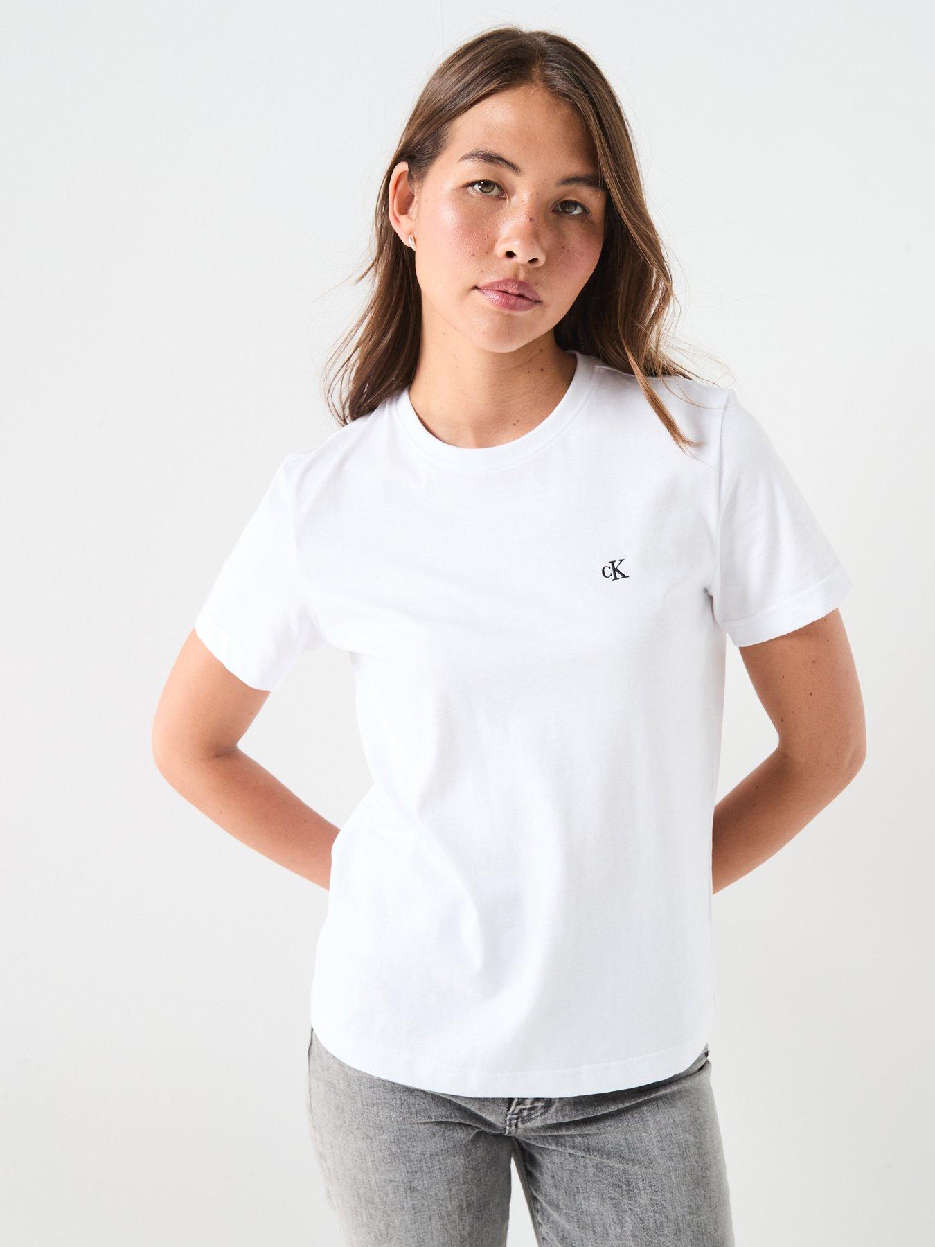 Image 1 of 4 of Calvin Klein Jeans Jeans Monogram T-shirt - White
