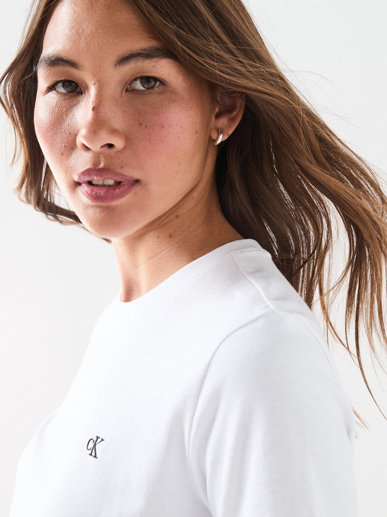 Image 4 of 4 of Calvin Klein Jeans Jeans Monogram T-shirt - White