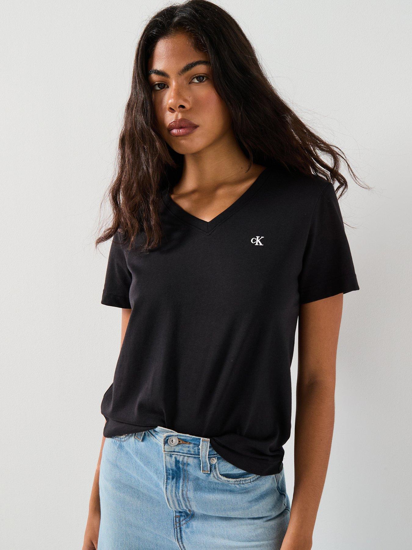Calvin Klein Jeans Archive Jersey V Neck T-Shirt - Black