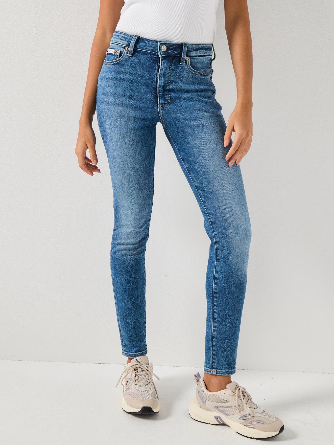 Calvin Klein Jeans High Rise Skinny Jeans, Blue, Size 32, Inside Leg 32, Women