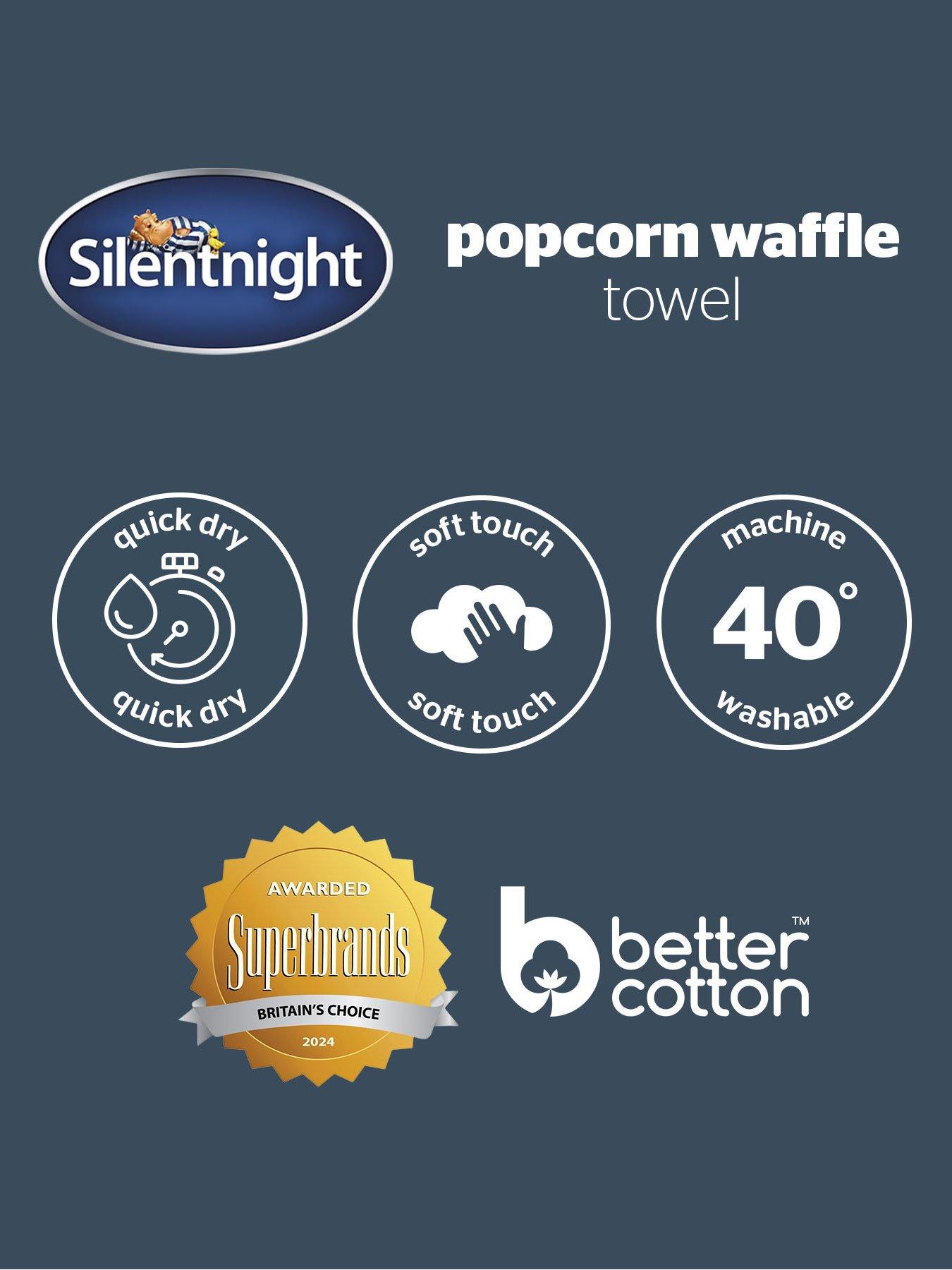 Image 7 of 7 of Silentnight Popcorn Waffle Bath Towel - 2 Pack