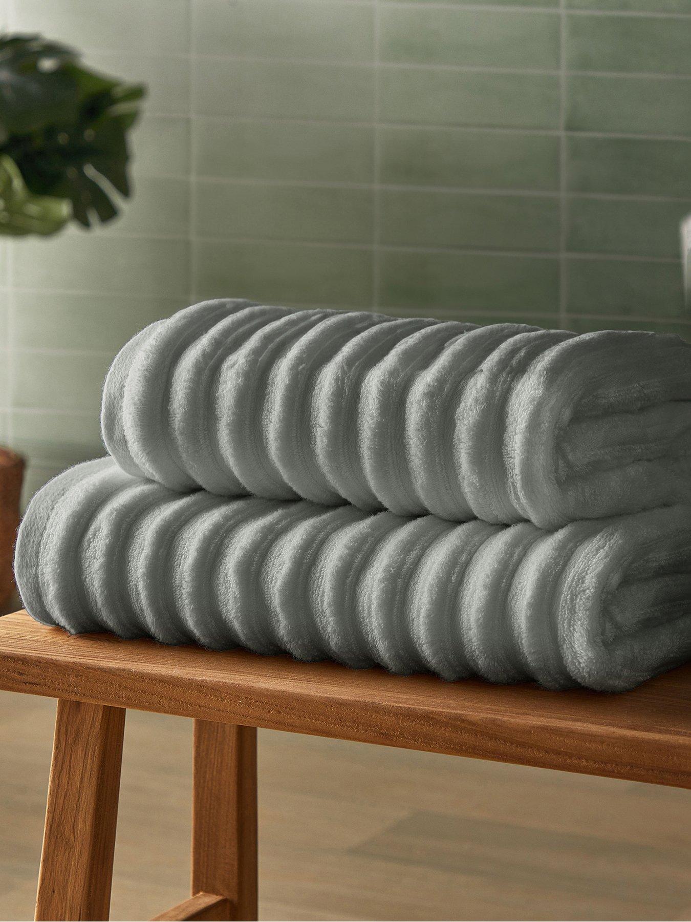 undefined Ribbed Cotton Bath Towel - 2 Pack