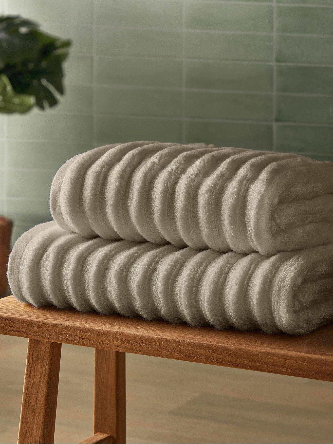 Silentnight Ribbed Cotton Bath Towel - 2 Pack