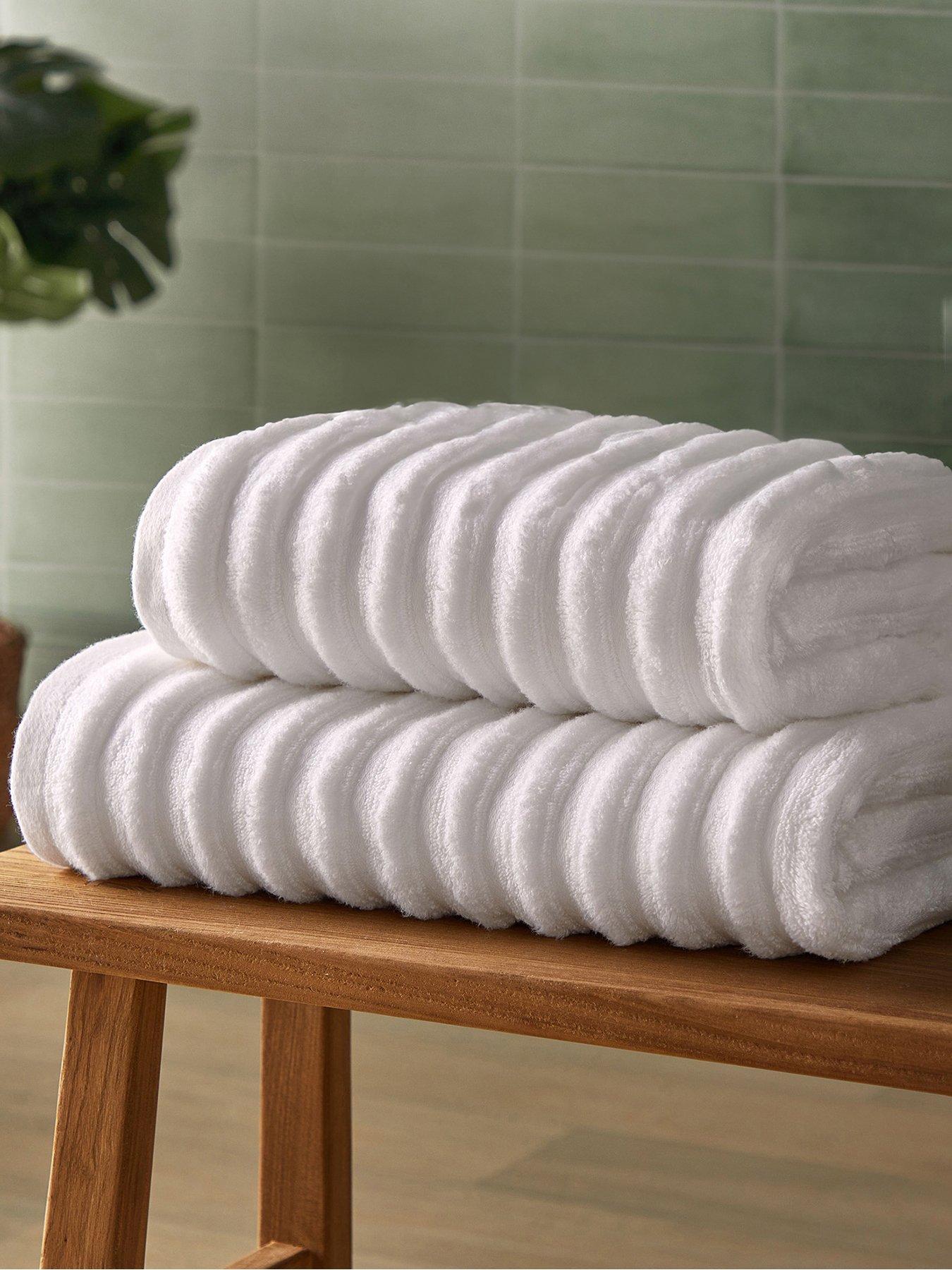 Image 1 of 7 of Silentnight Ribbed Cotton Bath Towel - 2 Pack