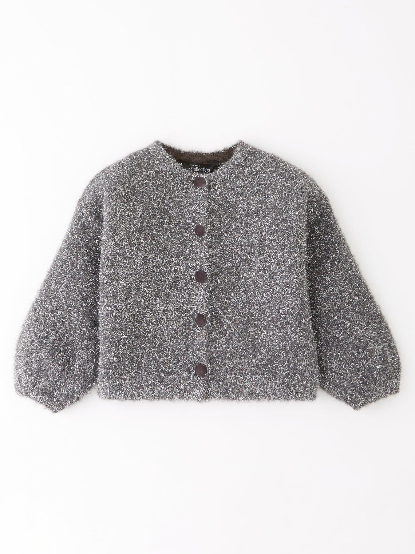 The Very Collection Girls Sparkle Cardigan - Charcoal