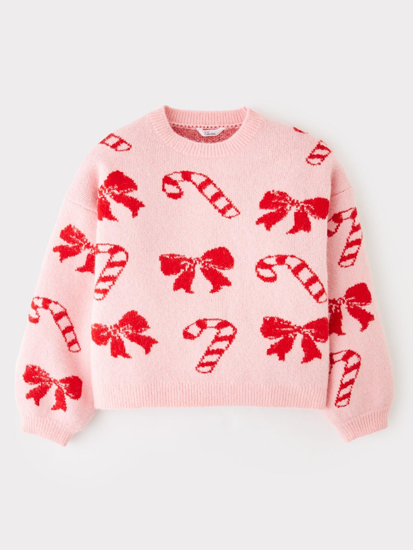 The Very Collection Girls Knitwear Candy Cane Christmas Jumper