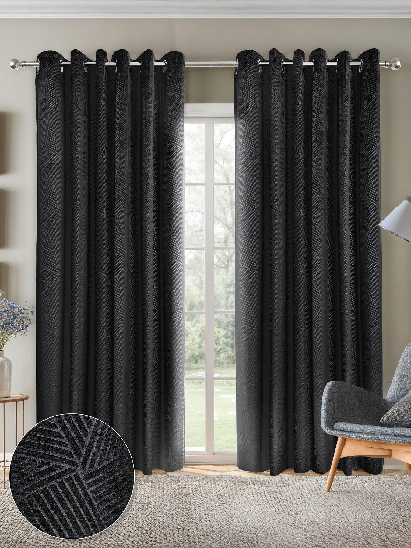 Very Home Geo Velvet Thermal Eyelet Curtains 46X72