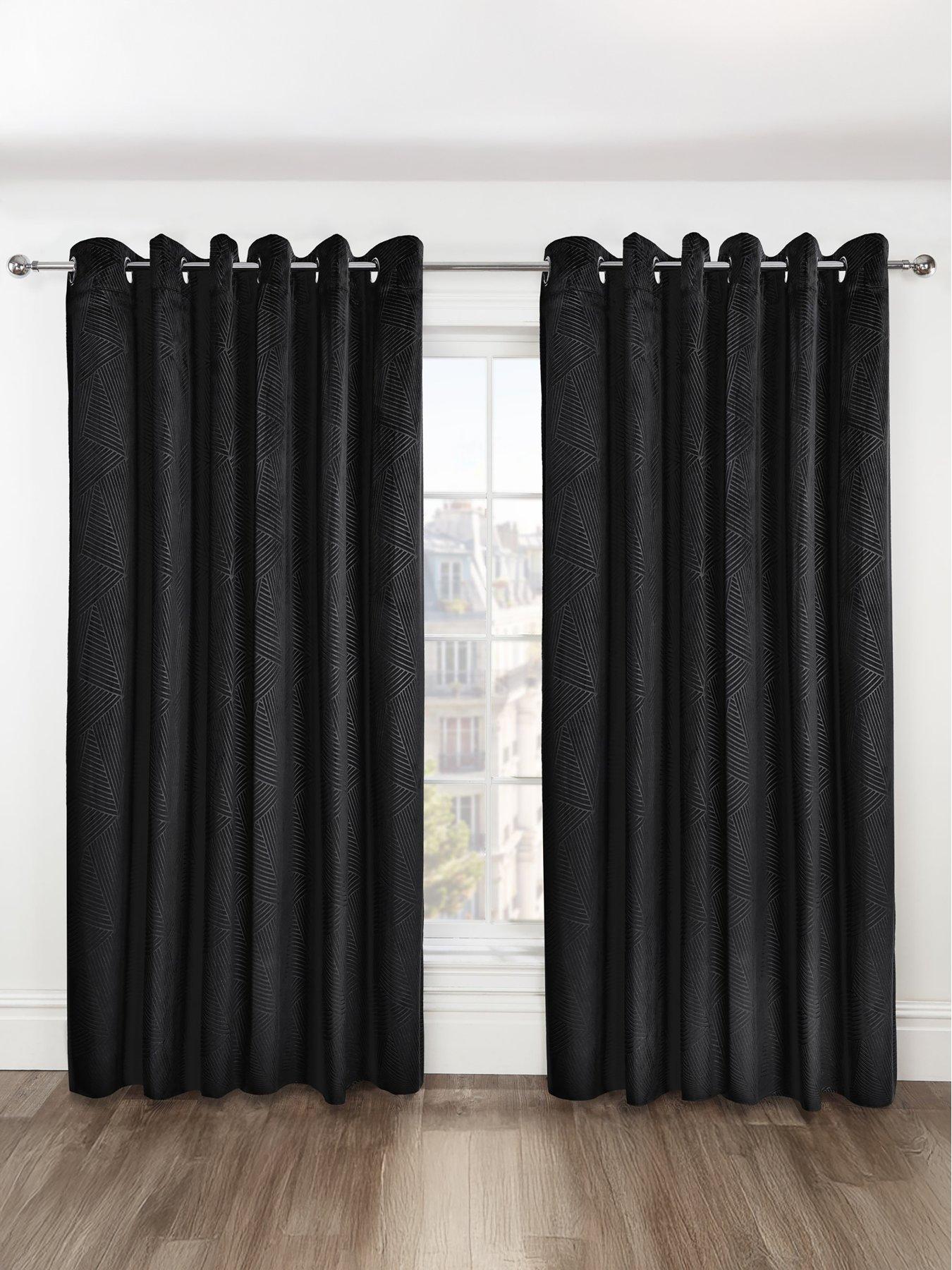 undefined Geo Velvet Thermal Eyelet Curtains 46X72