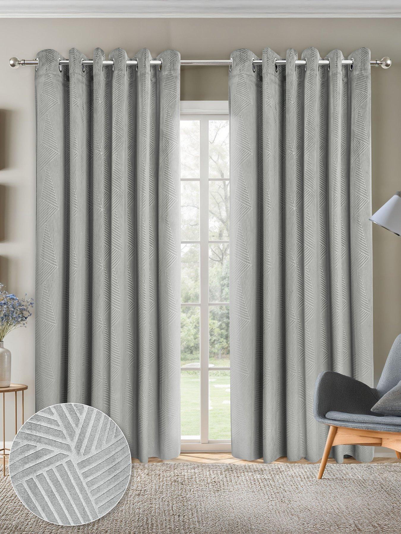 Very Home Geo Velvet Thermal Eyelet Curtains 46X72