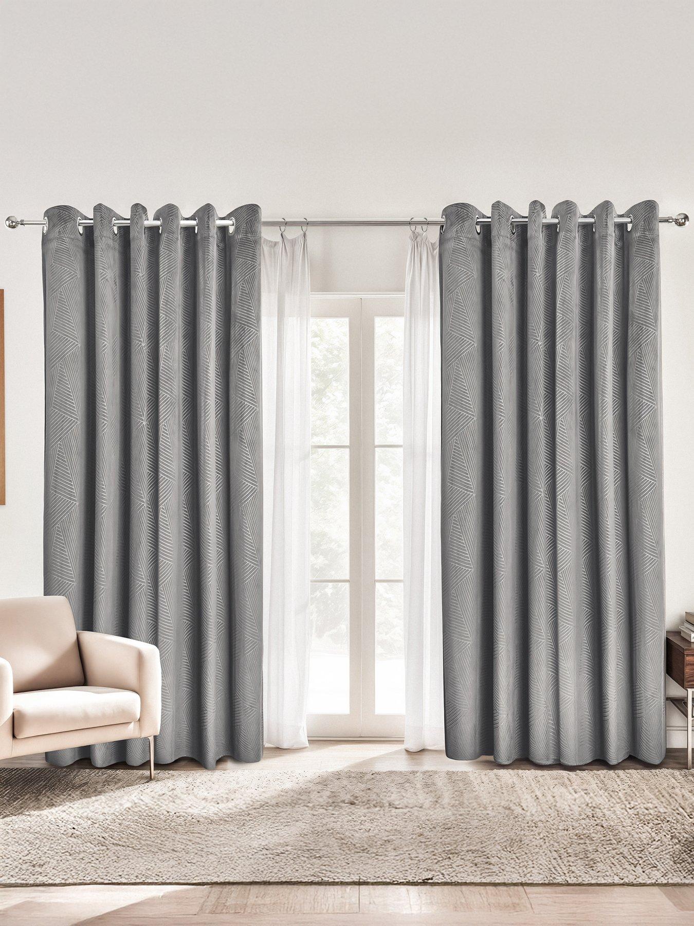undefined Geo Velvet Thermal Eyelet Curtains 46X72