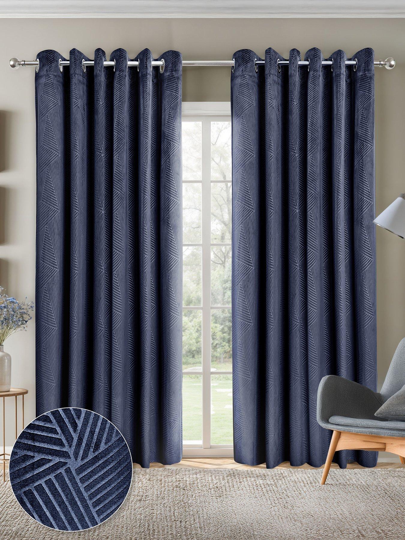 Very Home Geo Velvet Thermal Eyelet Curtains 46X72