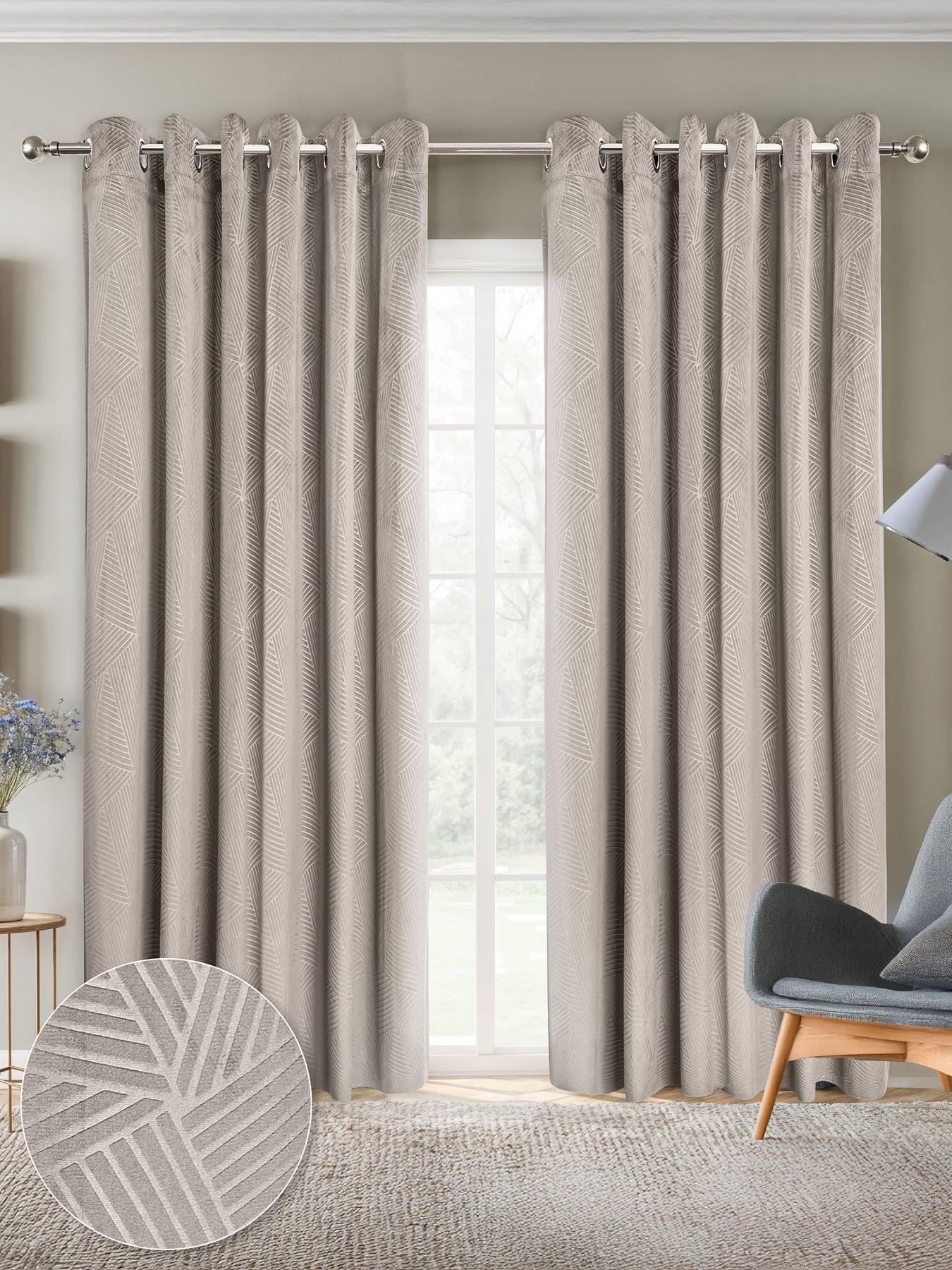 Very Home Geo Velvet Thermal Eyelet Curtains 46X72