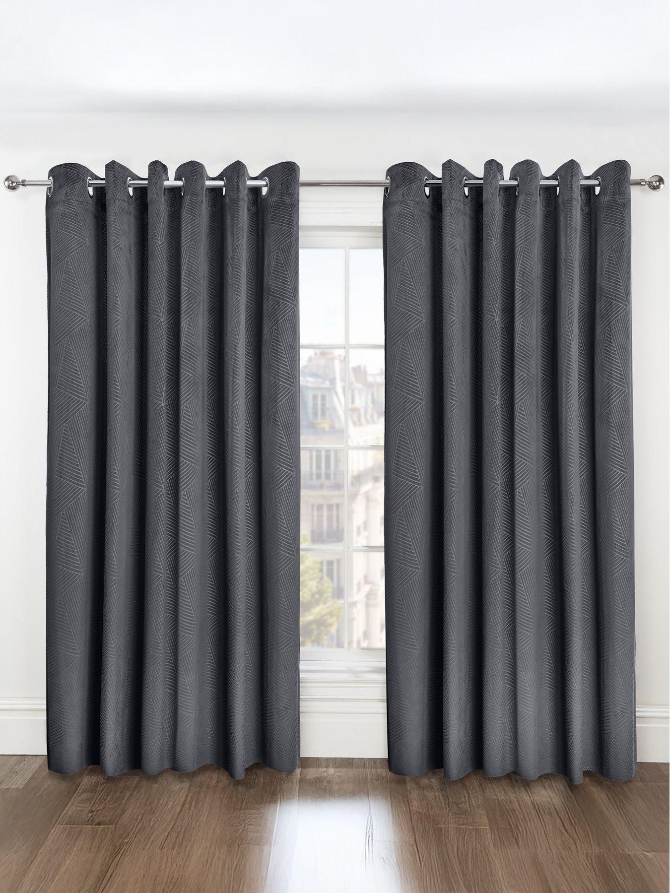 undefined Geo Velvet Thermal Eyelet Curtains 46X72