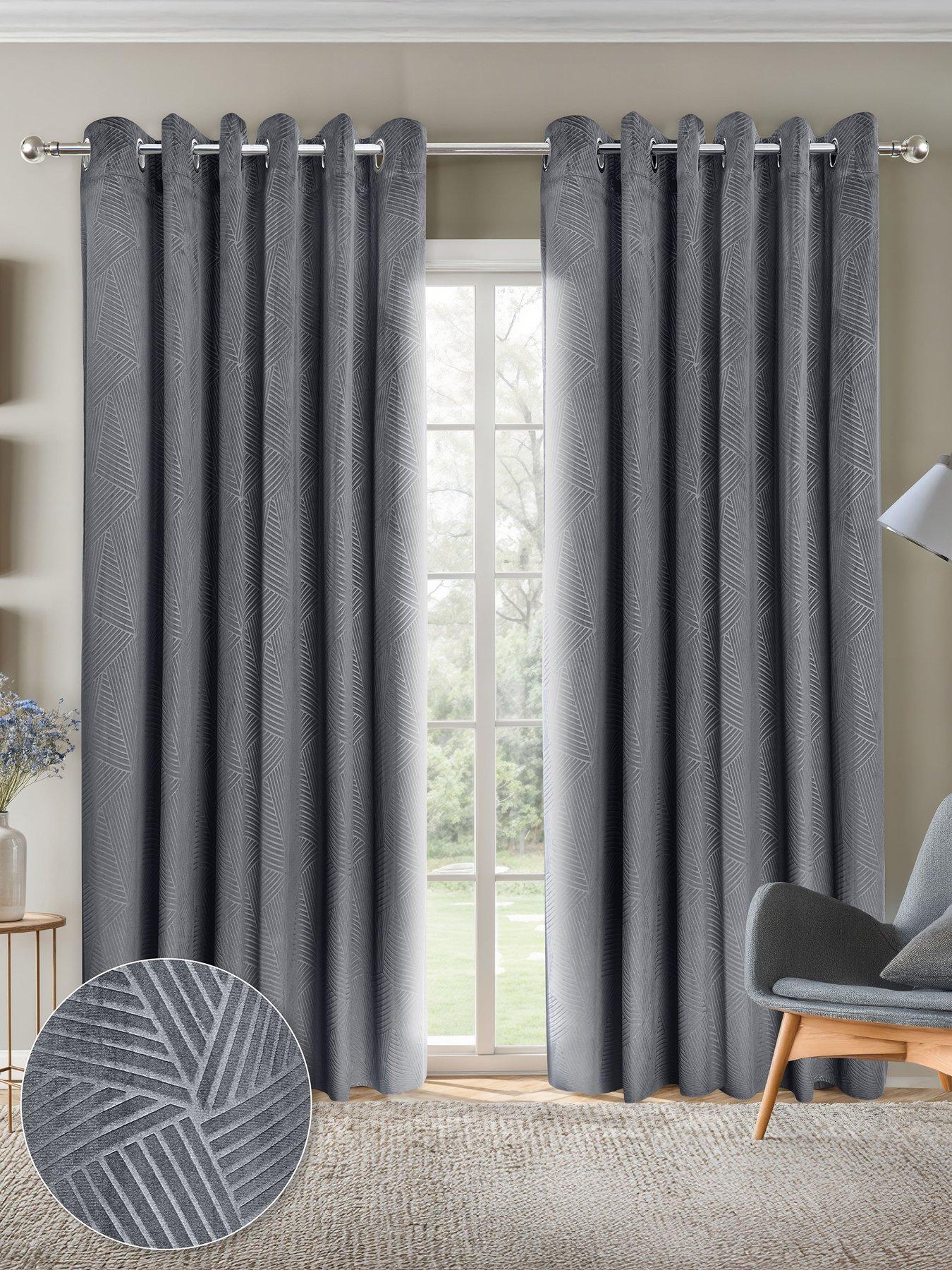 Very Home Geo Velvet Thermal Eyelet Curtains 46X72