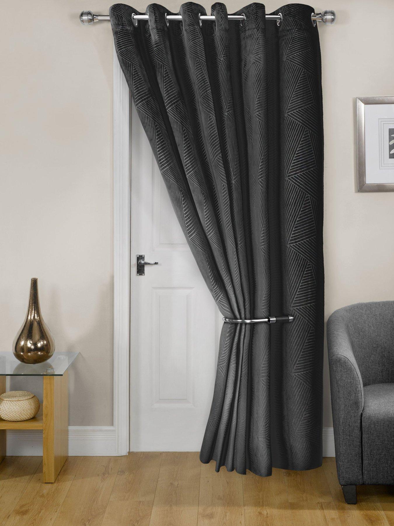 undefined Geo Velvet Thermal Eyelet Door Curtain