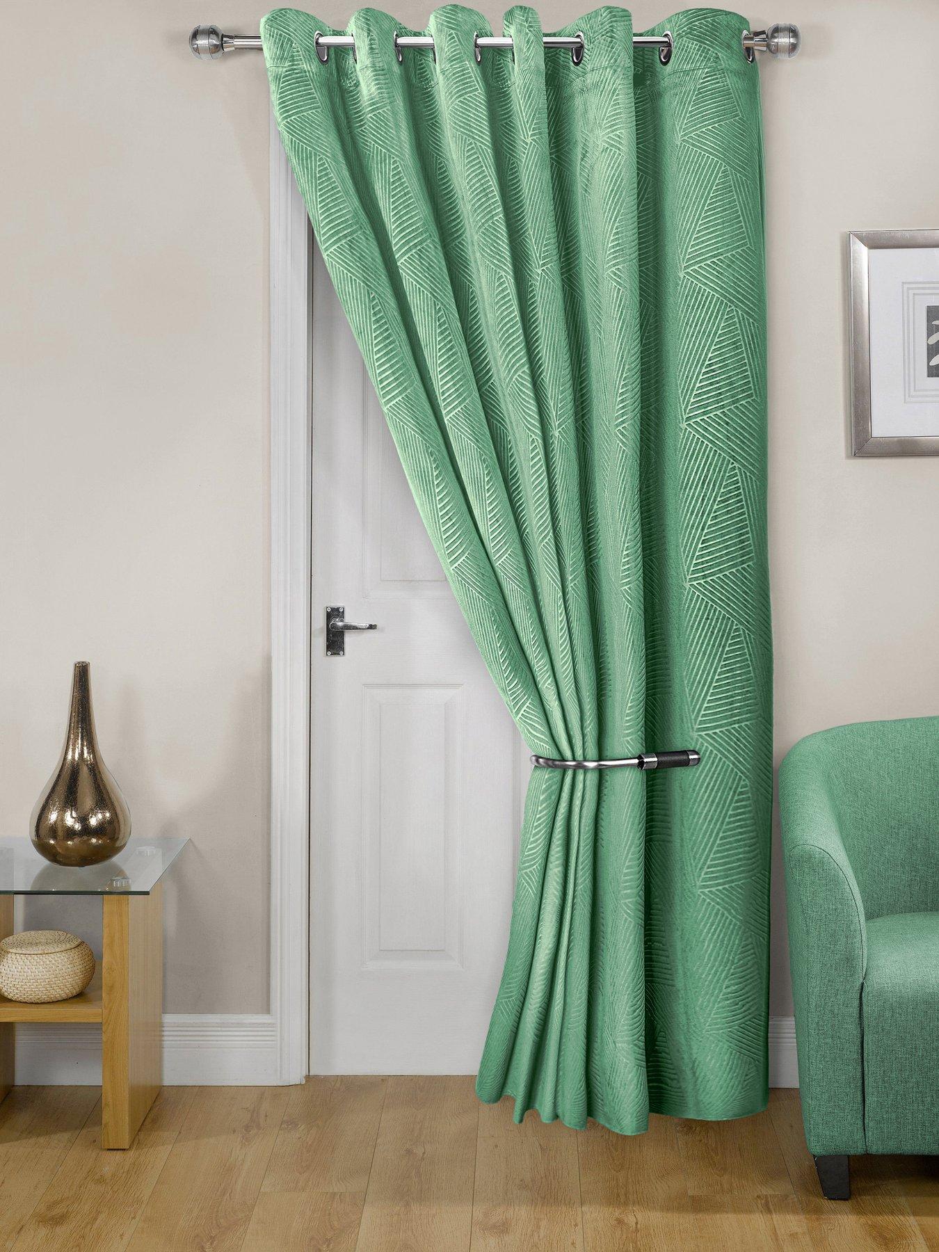 undefined Geo Velvet Thermal Eyelet Door Curtain