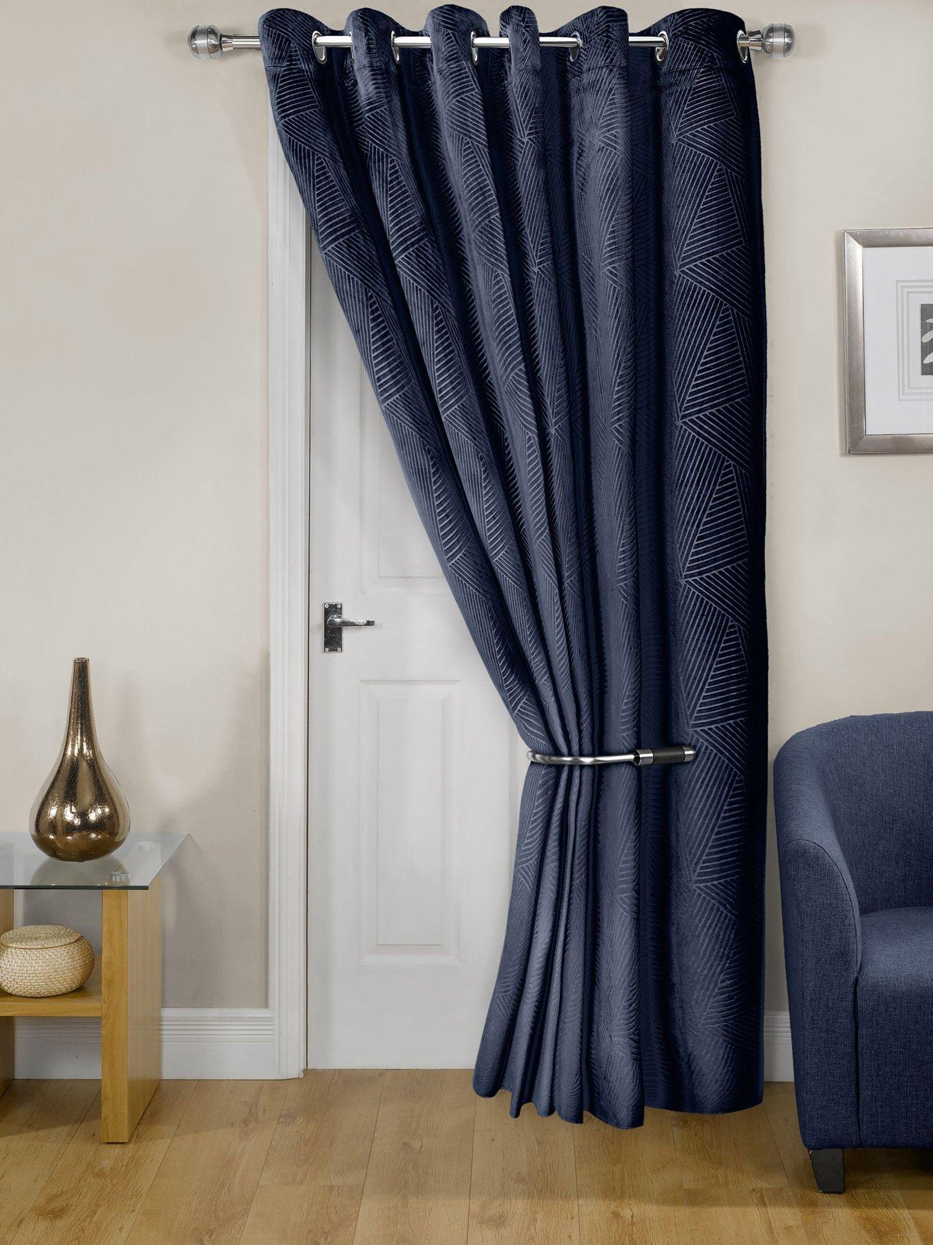 undefined Geo Velvet Thermal Eyelet Door Curtain