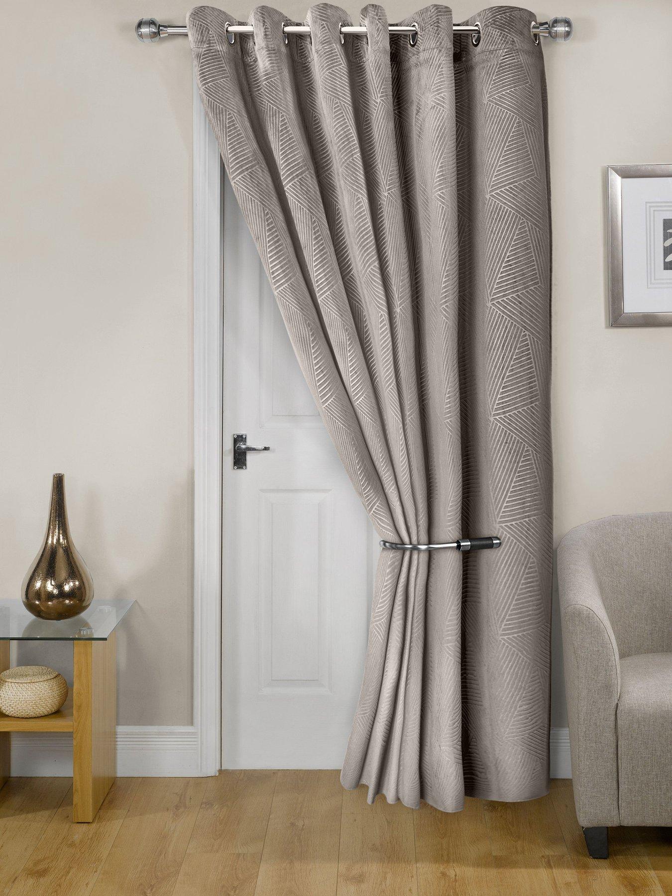 Very Home Geo Velvet Thermal Eyelet Door Curtain