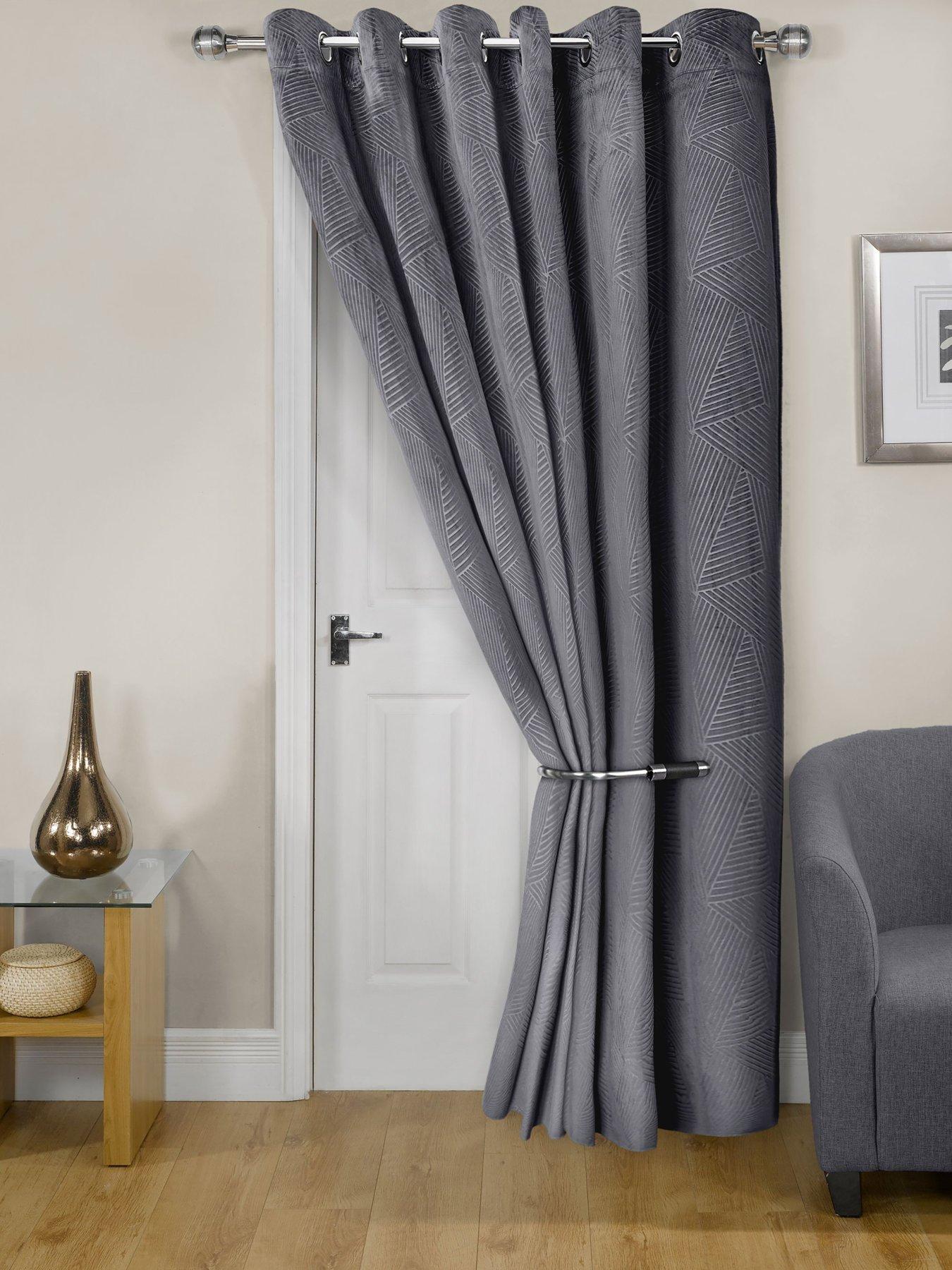 Very Home Geo Velvet Thermal Eyelet Door Curtain