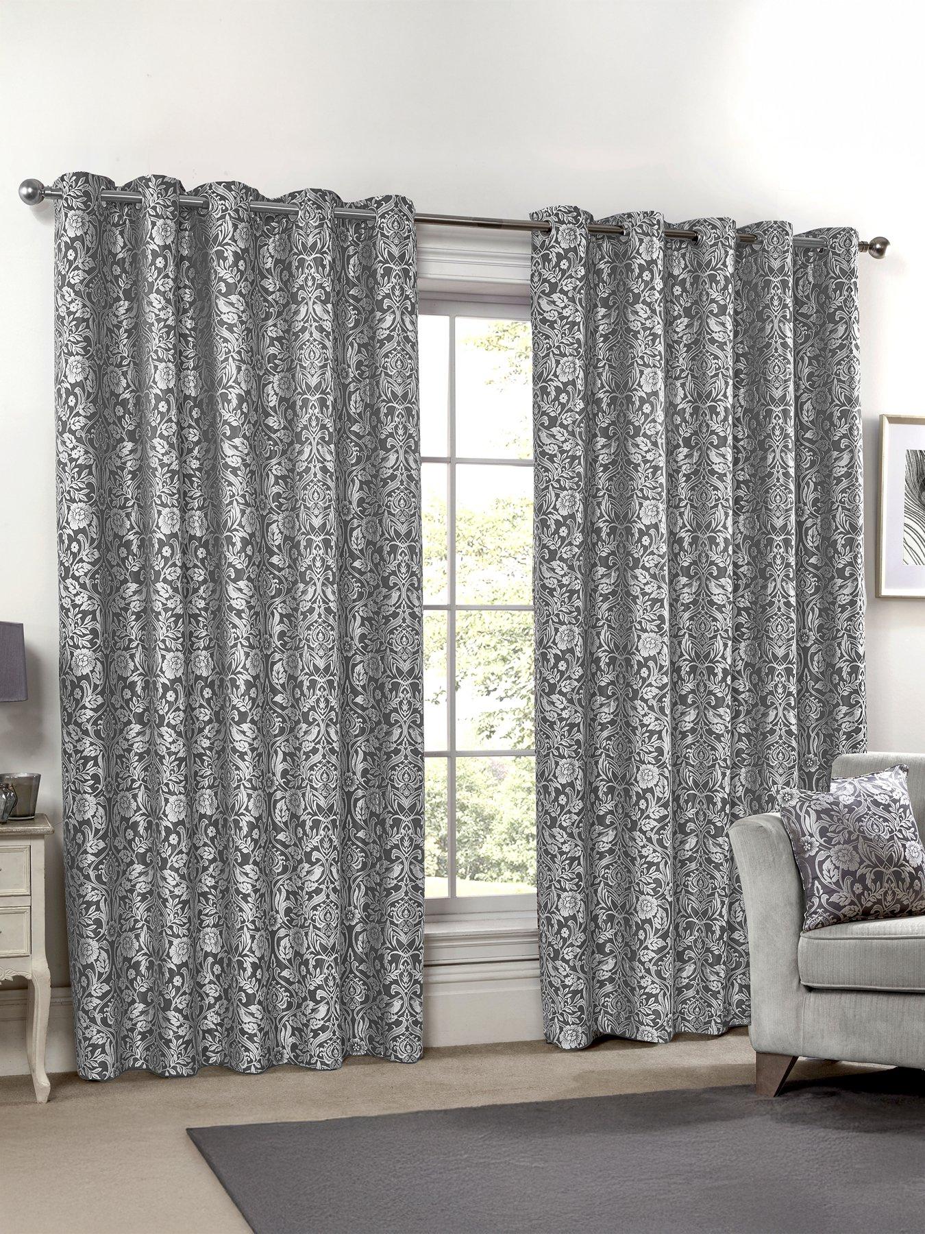 undefined Floral Lined Eyelet Curtains