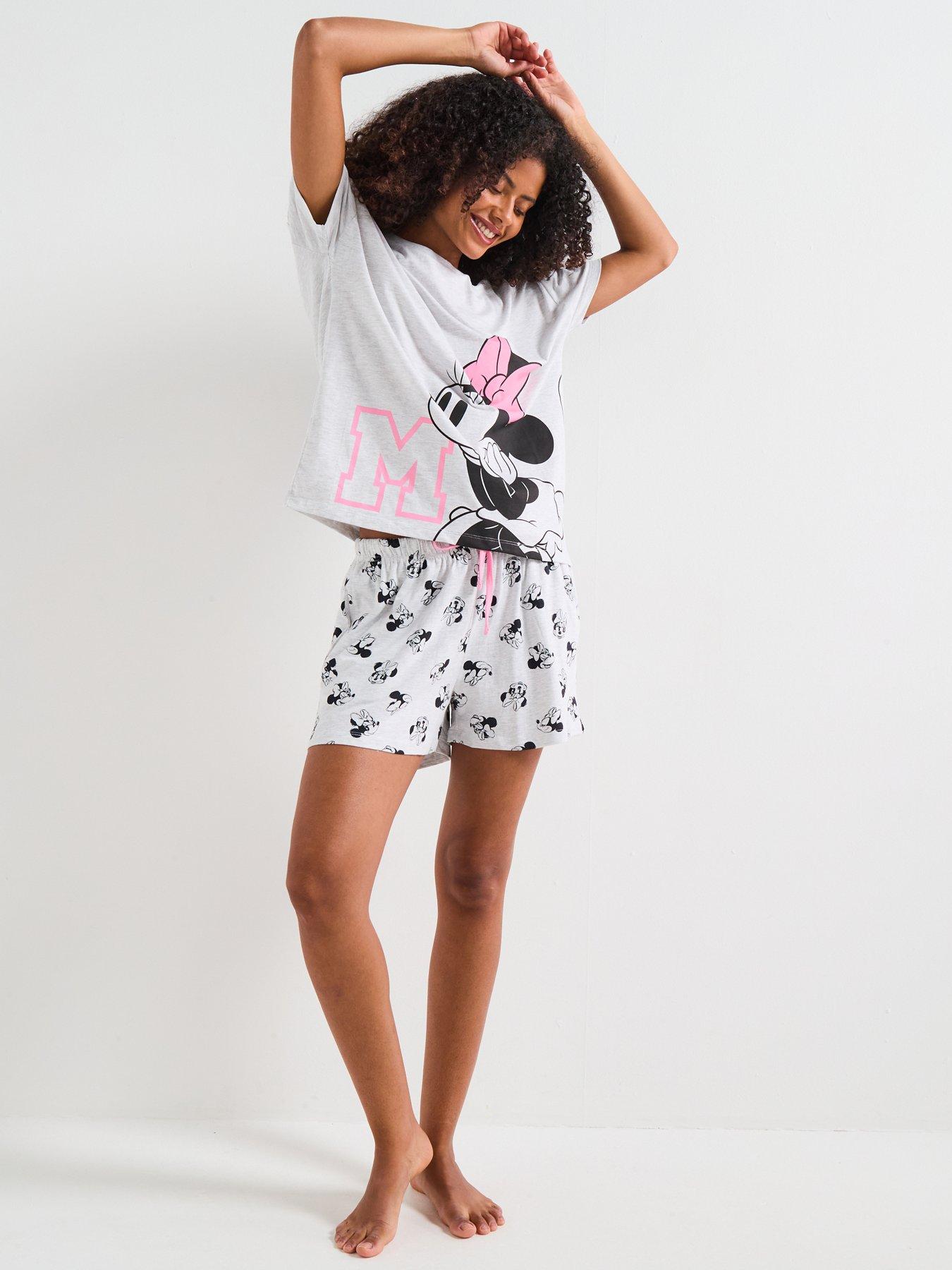 brand-threads-ladies-minnie-mouse-short-pyjama-set-grey