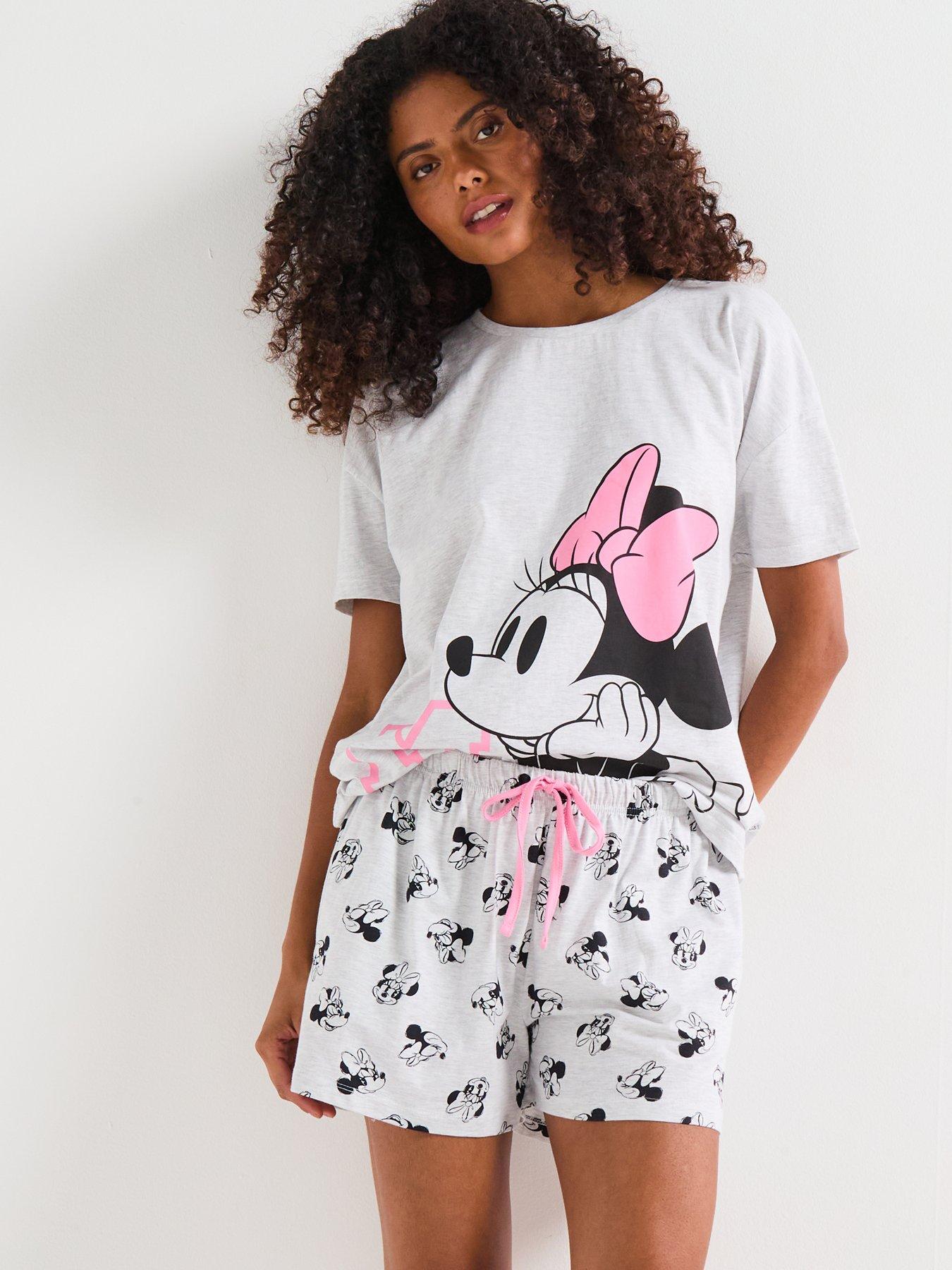 Brand Threads Ladies Minnie Mouse Short Pyjama Set - Grey | Very