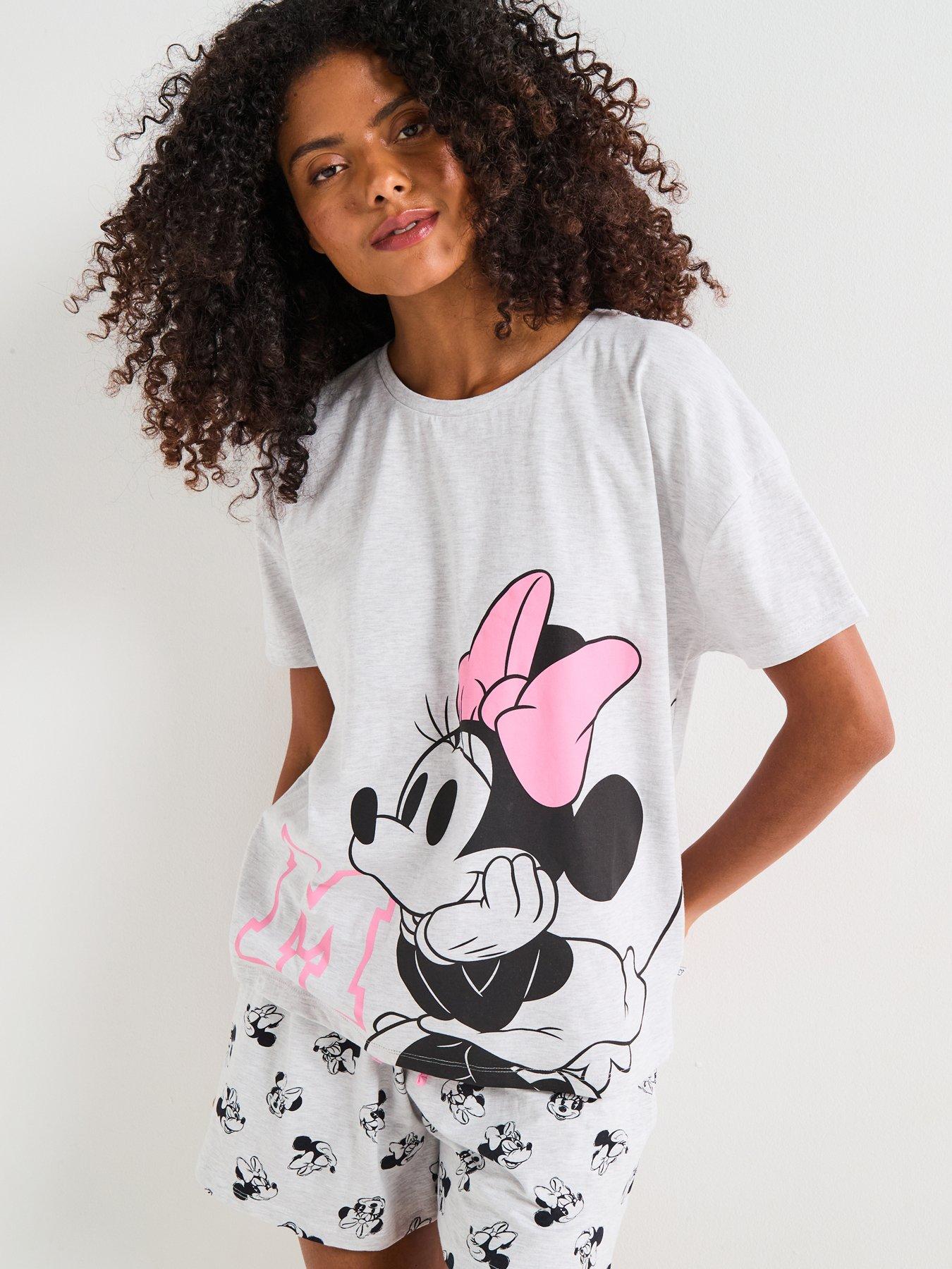 Brand Threads Ladies Minnie Mouse Short Pyjama Set - Grey | Very