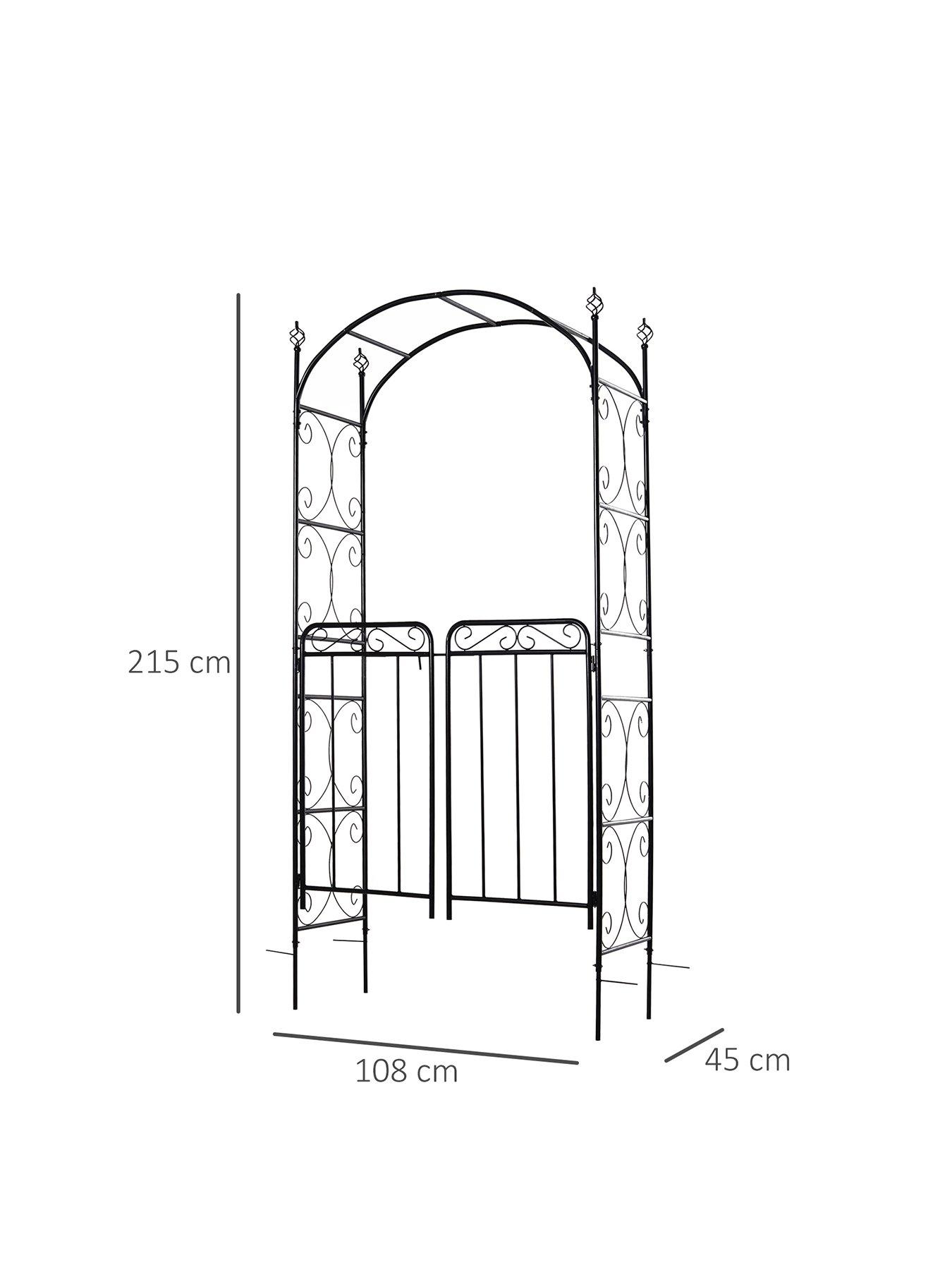 Image 3 of 7 of OutSunny Garden Decorative Metal Arch with Gate 108L x 45W x 215Hcm