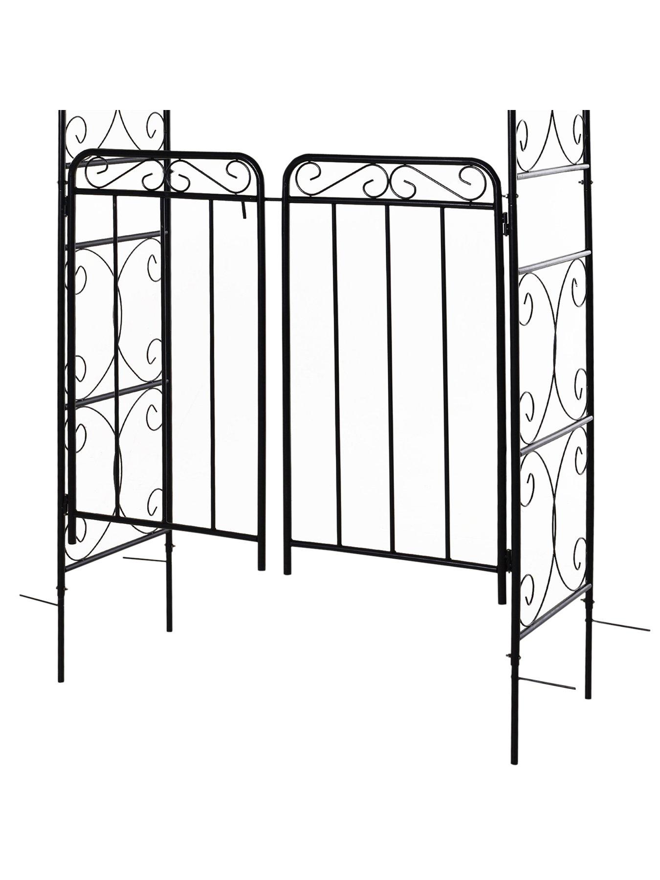 Image 7 of 7 of OutSunny Garden Decorative Metal Arch with Gate 108L x 45W x 215Hcm