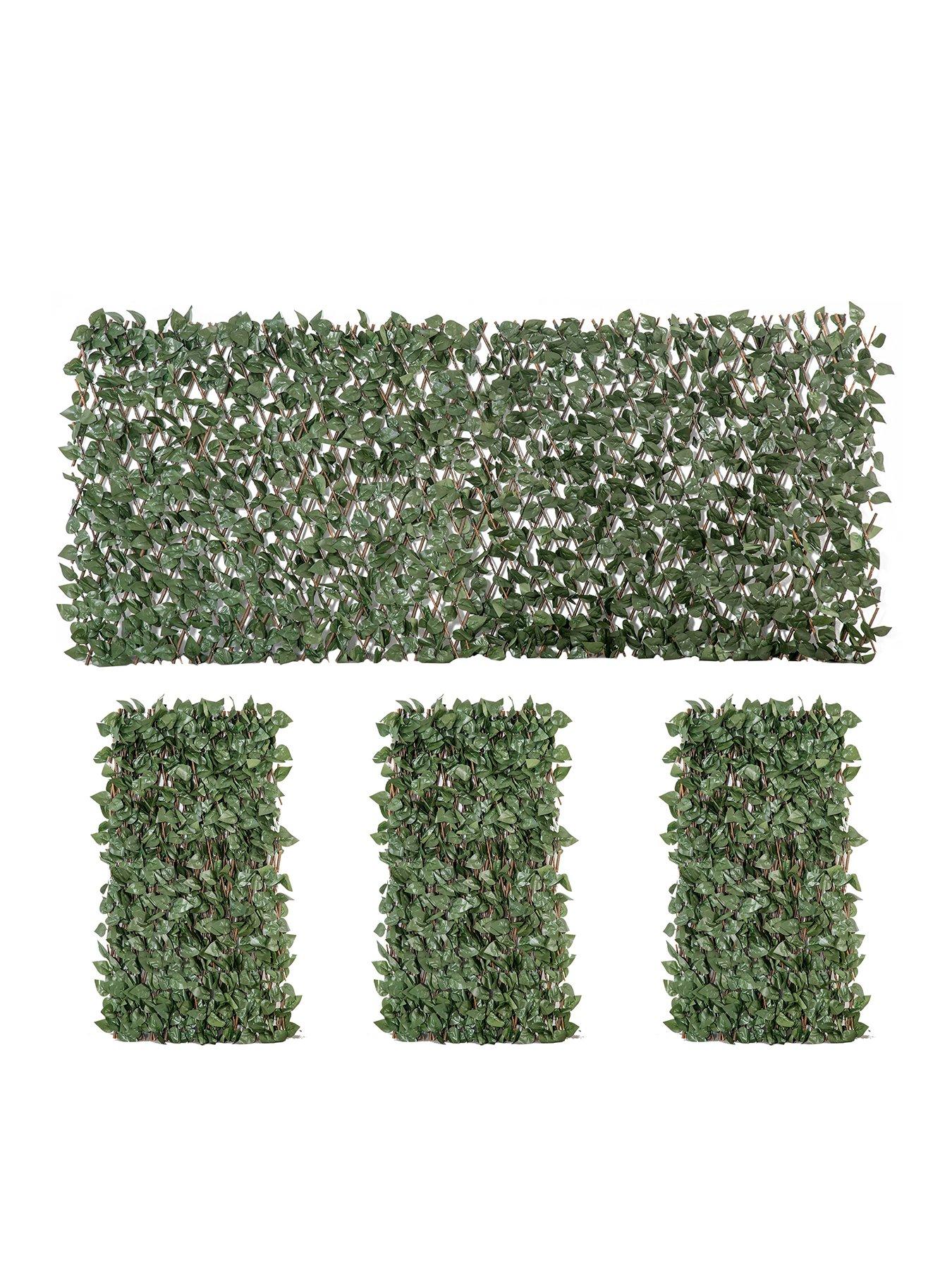 Image 3 of 6 of OutSunny 4 Pieces Expanding Trellis Fence, 2m x 1m with Artificial Leaves