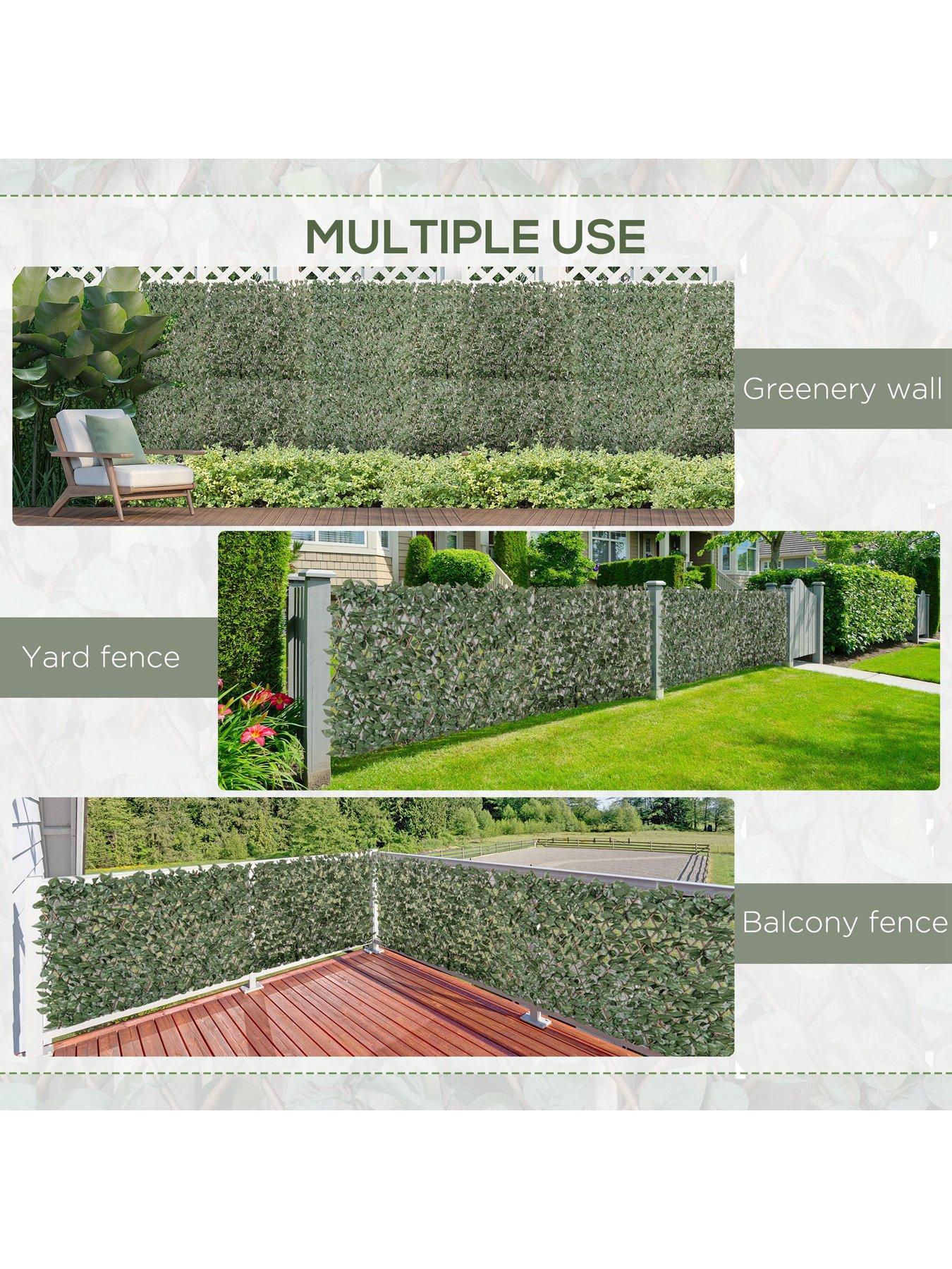 Image 4 of 6 of OutSunny 4 Pieces Expanding Trellis Fence, 2m x 1m with Artificial Leaves