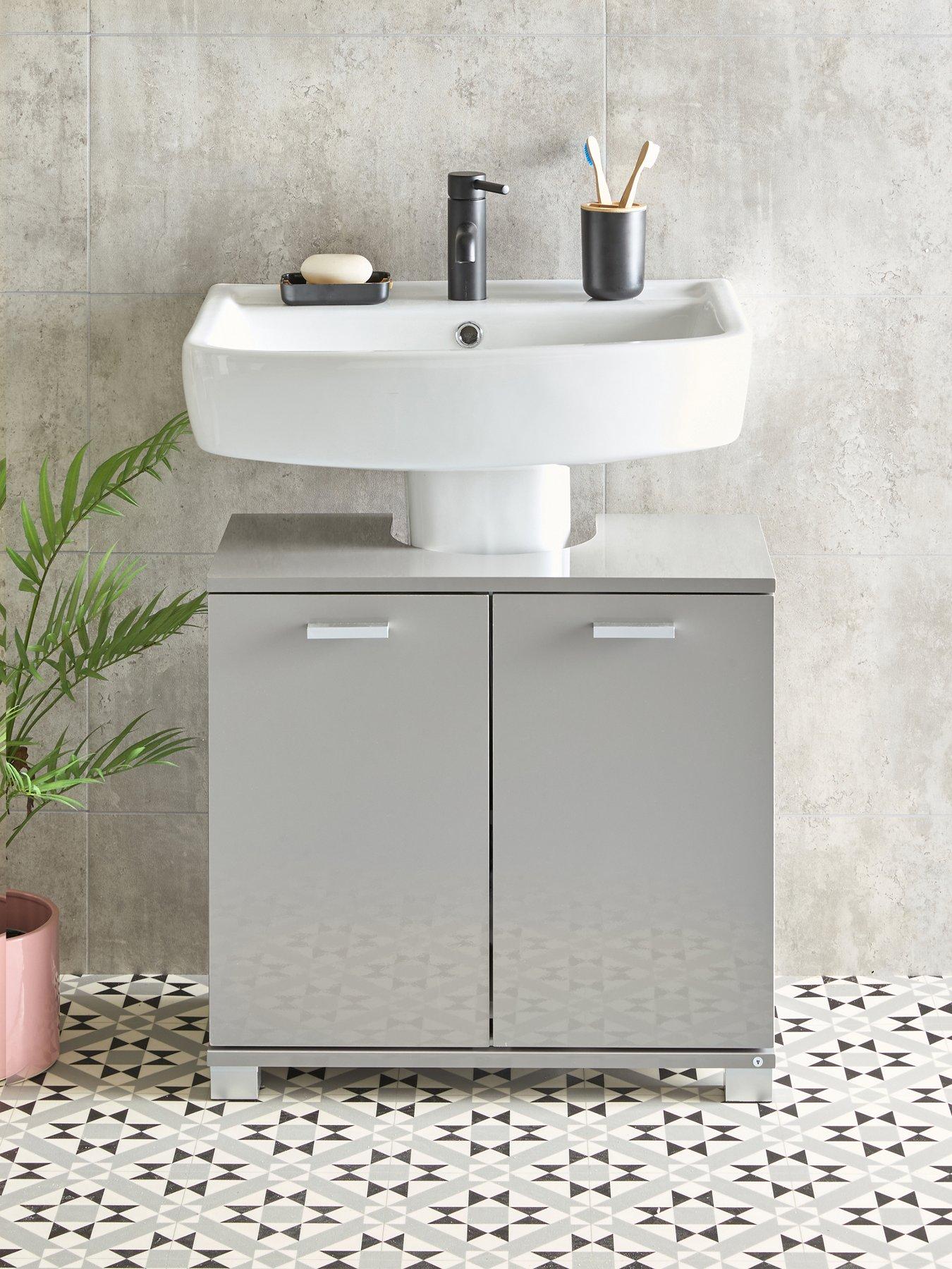 Very Home Rowan Gloss 2 Door Under Sink Cabinet - Grey - FSC® Certified