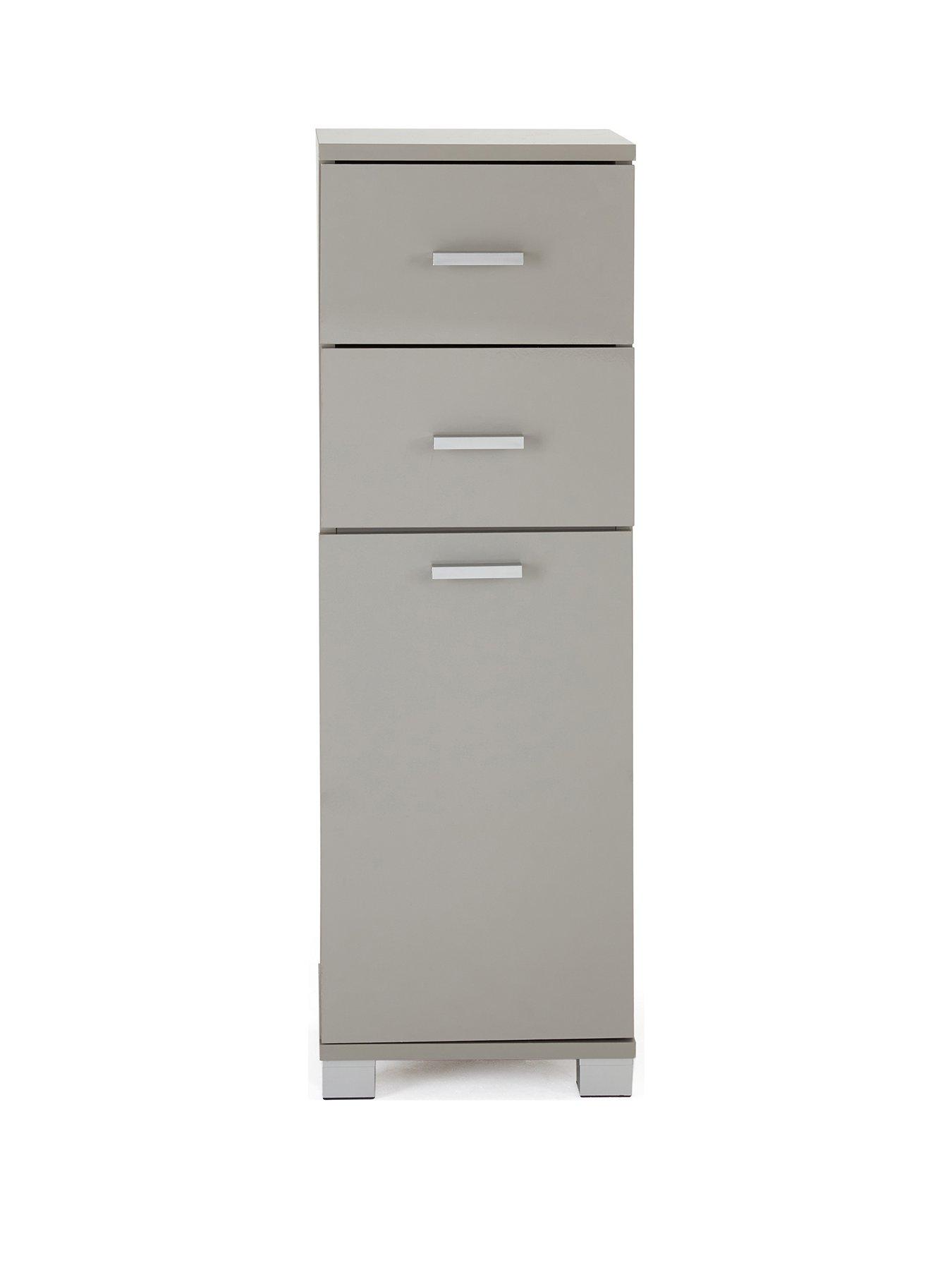 Image 2 of 7 of The Very Collection Rowan Gloss 1 Door,&nbsp;2 Drawer Low Bathroom Cabinet - Grey - FSC&reg; Certified