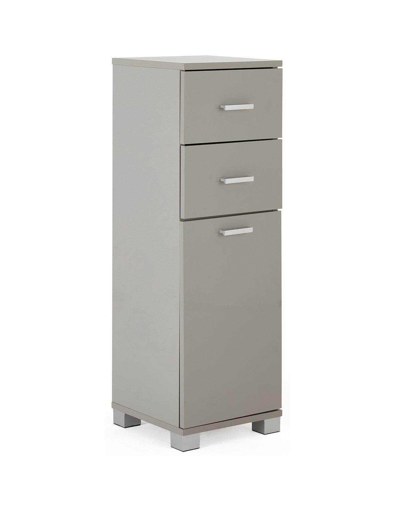 Image 3 of 7 of The Very Collection Rowan Gloss 1 Door,&nbsp;2 Drawer Low Bathroom Cabinet - Grey - FSC&reg; Certified
