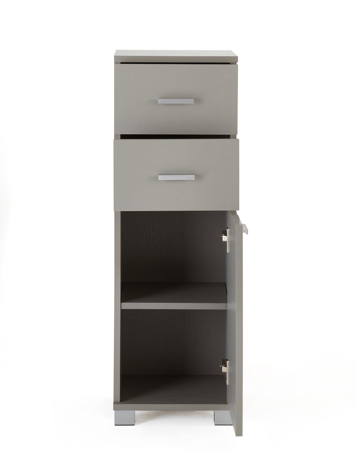 Image 4 of 7 of The Very Collection Rowan Gloss 1 Door,&nbsp;2 Drawer Low Bathroom Cabinet - Grey - FSC&reg; Certified